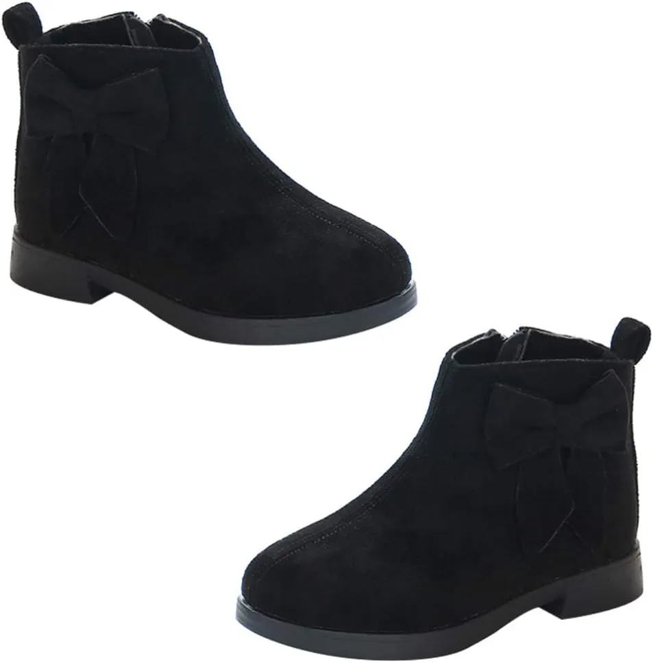 1 Pair Girl Ankle Booties Bow-knot Winter Short Culf Chunky Boots Boot Short Ankle Rain Boots Waterproof Booties(Please buy one size up)