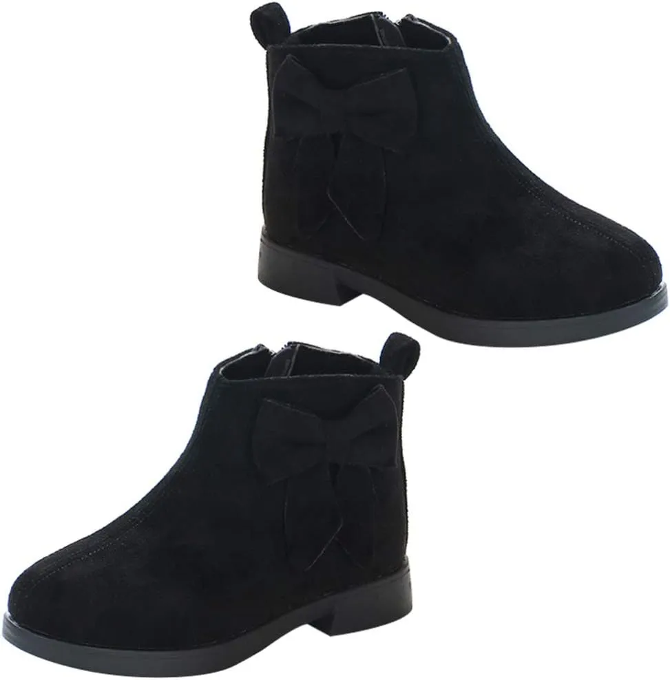 1 Pair Girl Ankle Booties Bow-knot Winter Short Culf Chunky Boots Boot Short Ankle Rain Boots Waterproof Booties(Please buy one size up)