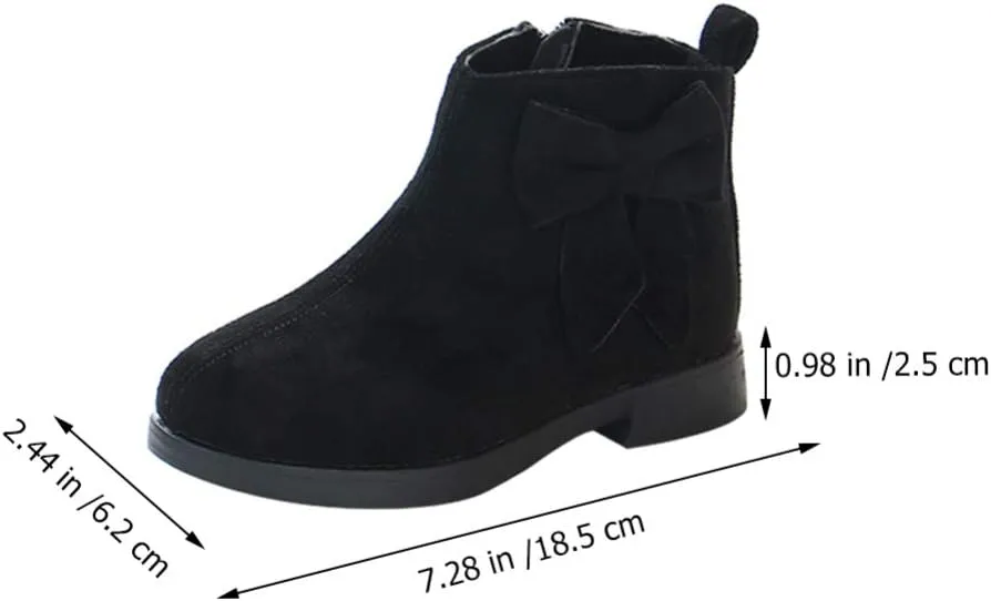 1 Pair Girl Ankle Booties Bow-knot Winter Short Culf Chunky Boots Boot Short Ankle Rain Boots Waterproof Booties(Please buy one size up)