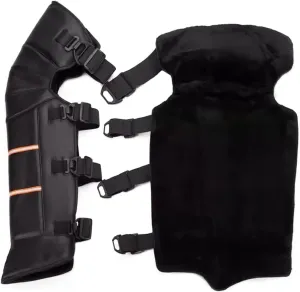 1Pair 27.5" PU Leather Motorcycle Leg Warmer Reflective Windproof Winter Knee and Leg Pads Waterproof Motorcycle Knee Pads with Adjustable Straps for Winter Motor Riding Cycling Skating