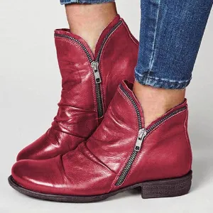2024 Ankle Boots for Women Vintage Casual Side Zipper Booties Arch Support Low Heel Boots Womens Solid Fashion Walking Boots