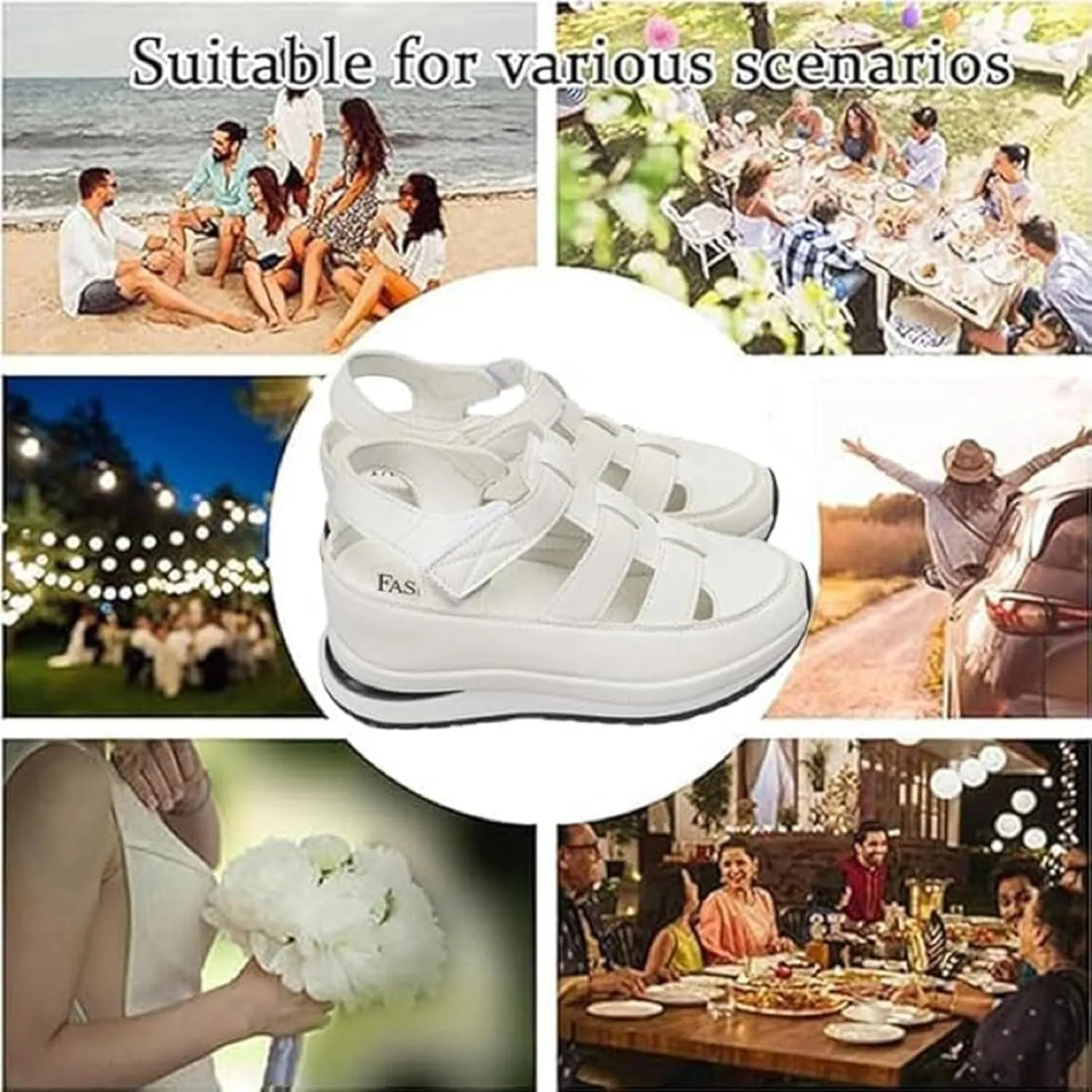 2024 New Women's Hollow Out Breathable Platform Wedge Sandals Sneakers Leather Closed Toe Comfortable Casual Stylish Sandals Casual Stylish Roman Sandals