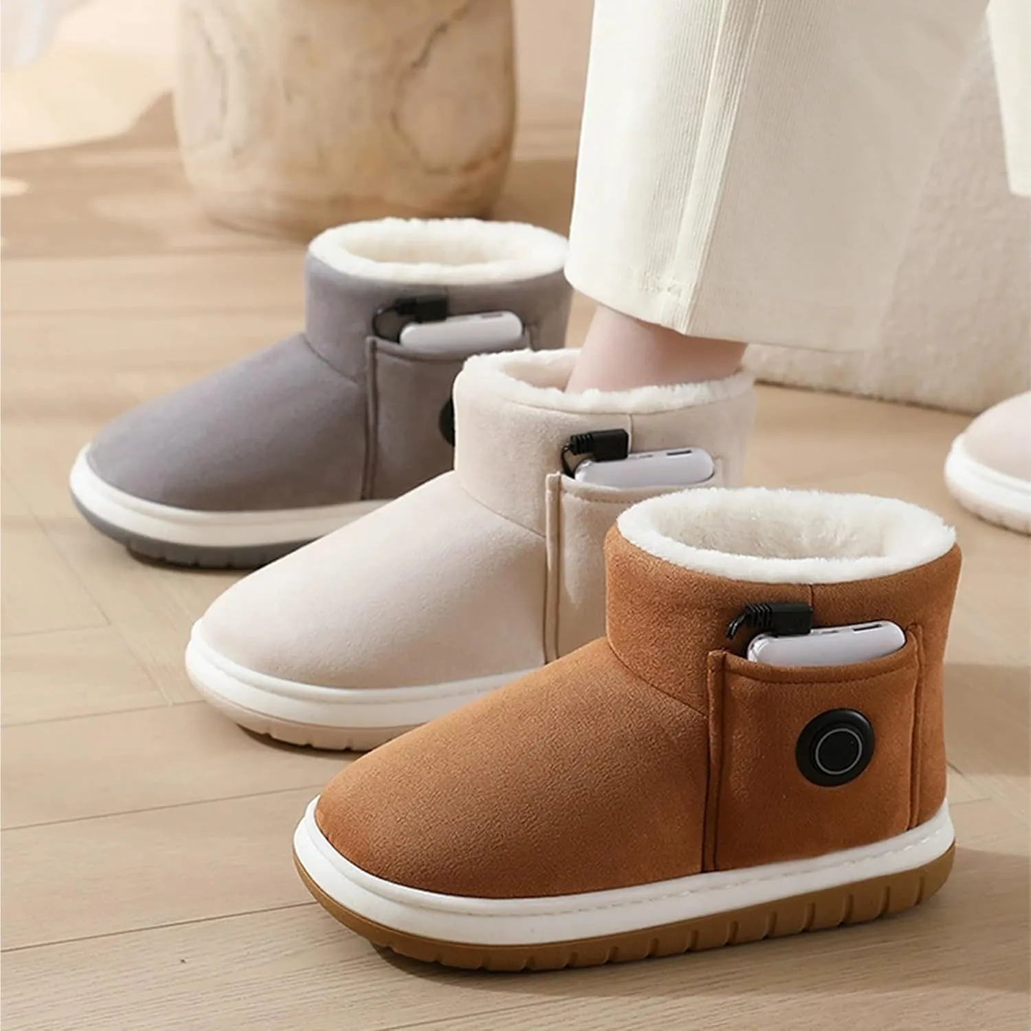 2025 New Heated Boots, Foot Warmer Women Shoes, Non-Slip Winter Snow Boots With 5000mAh Rechargeable Battery Electric Slippers, Unisex