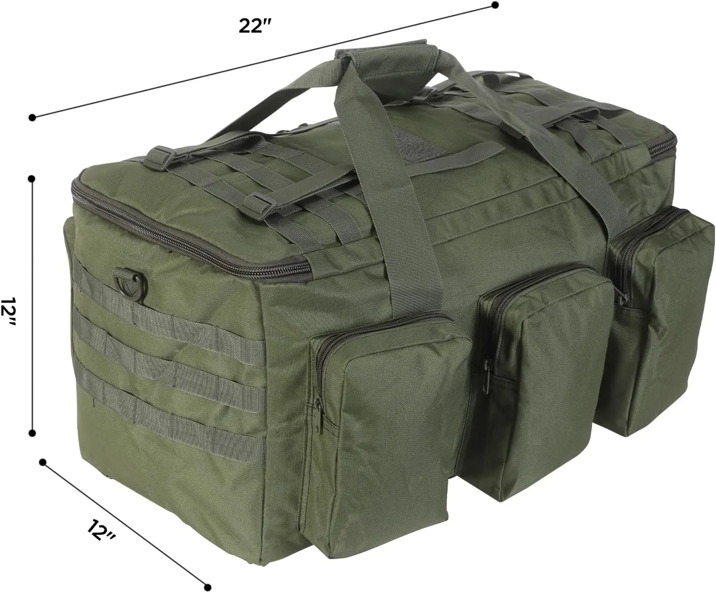 55L Tactical Military Duffle Bag with Compartments and Straps for Men, Large Size Sports Gym Duffel Bag for Weekender Travel Camping (Green)