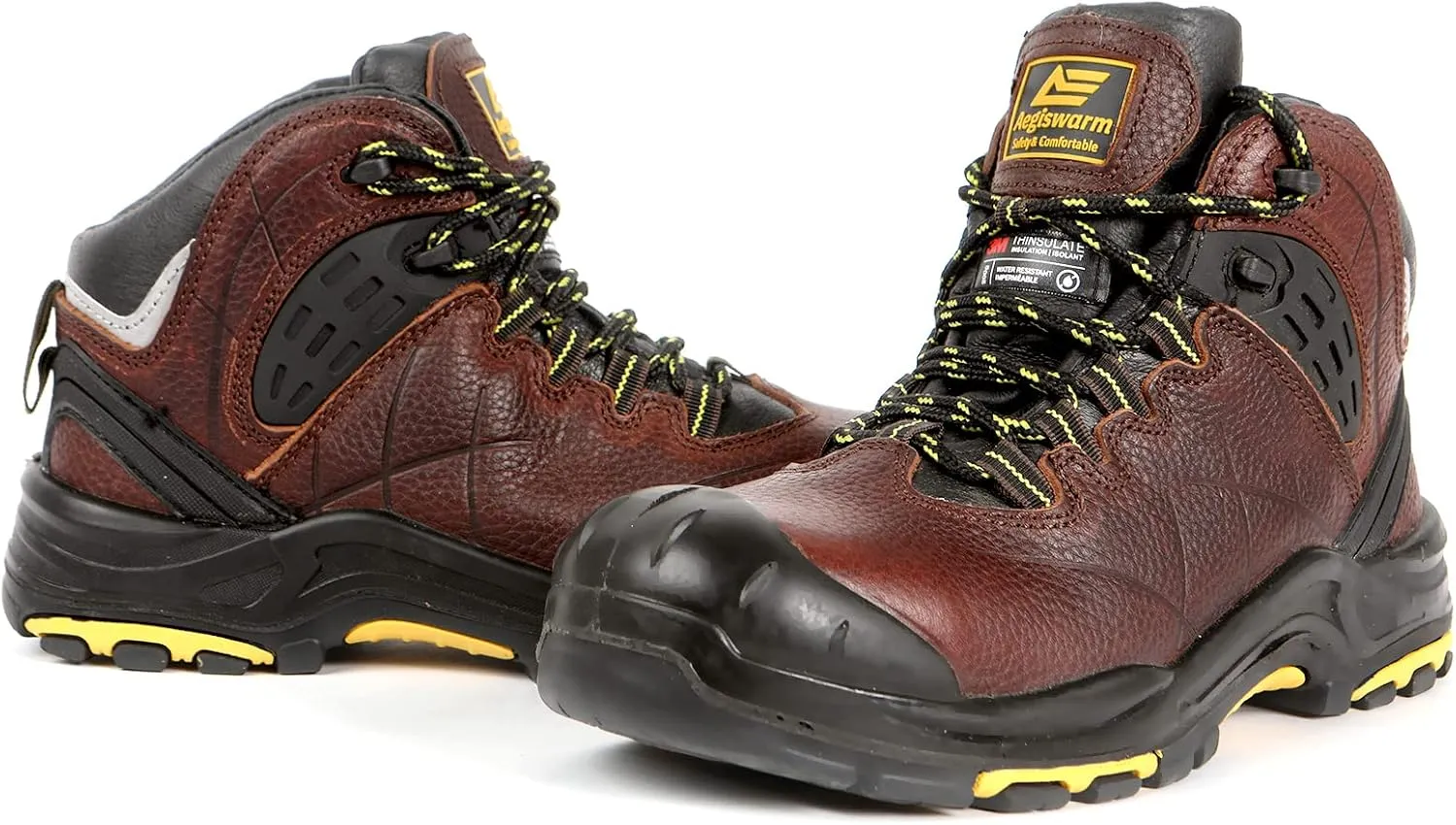 6" Steel Toe Work Boots for Men Waterproof Durable Crazy-Horse Non Slip Industrial and Construction Safety Footwear Mens Work Boots