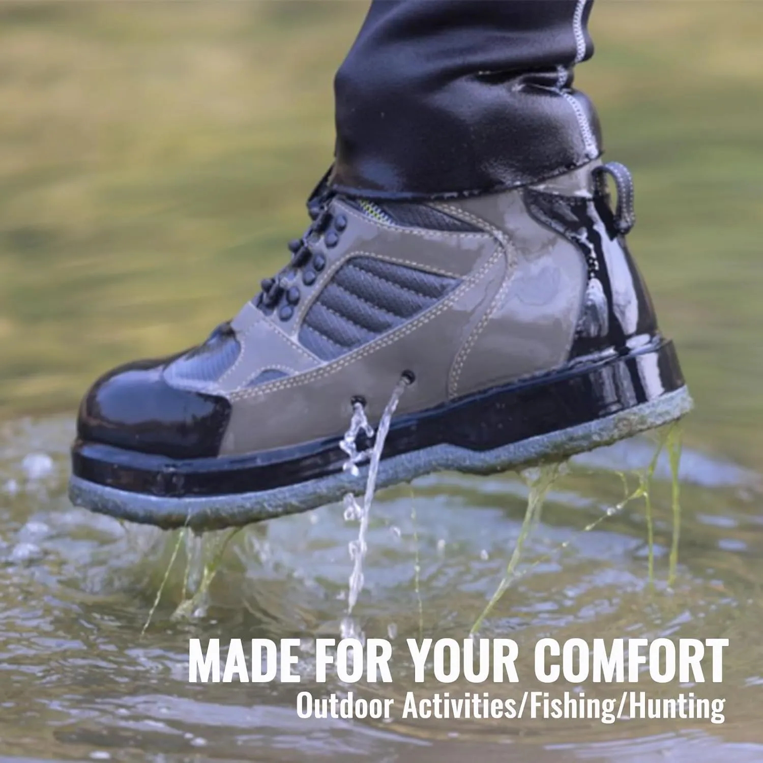 8 Fans Felt Sole Wading Boots, Felt Wader Fishing Boots, Non-Slip Felt Bottom Boots for Fly Fishing