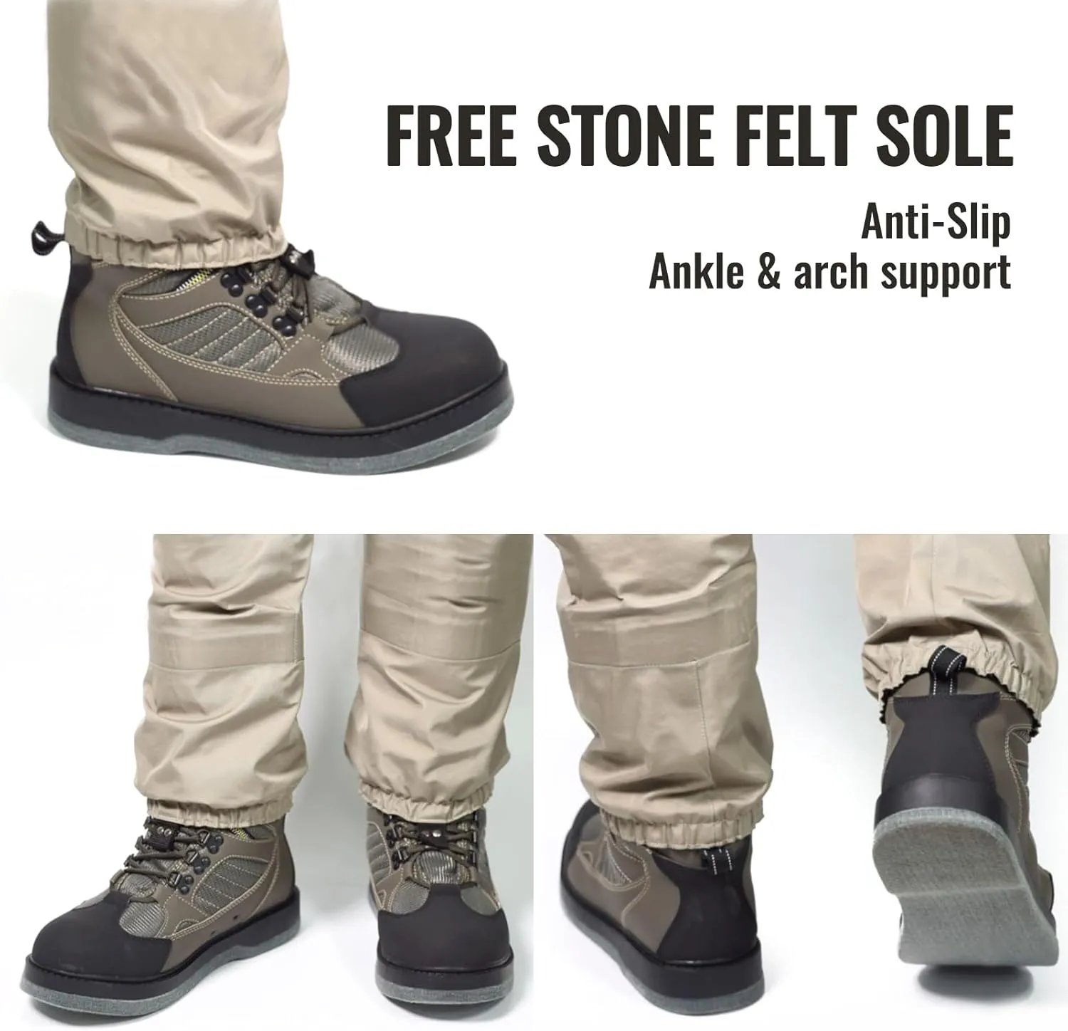 8 Fans Felt Sole Wading Boots, Felt Wader Fishing Boots, Non-Slip Felt Bottom Boots for Fly Fishing