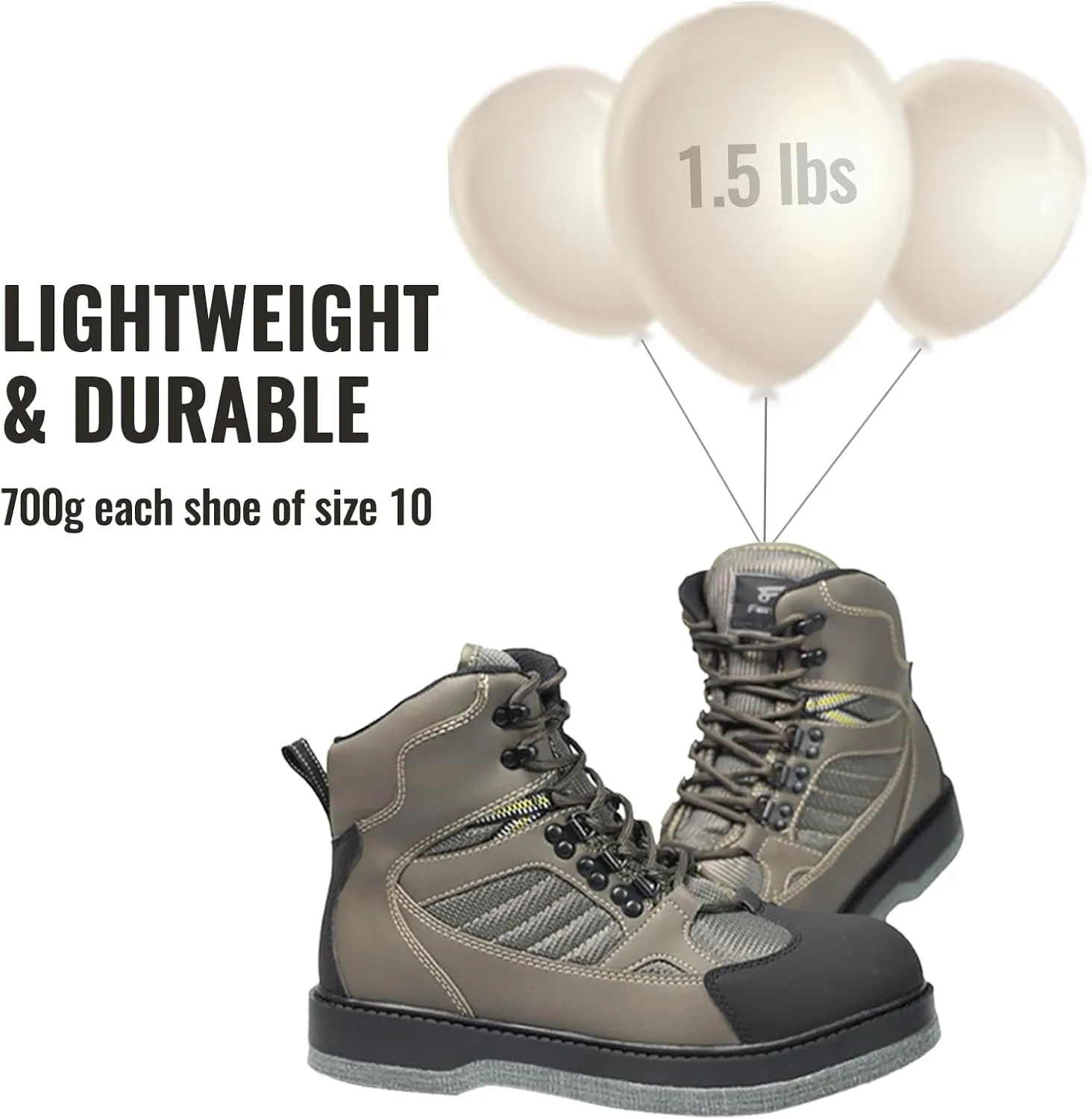 8 Fans Felt Sole Wading Boots, Felt Wader Fishing Boots, Non-Slip Felt Bottom Boots for Fly Fishing