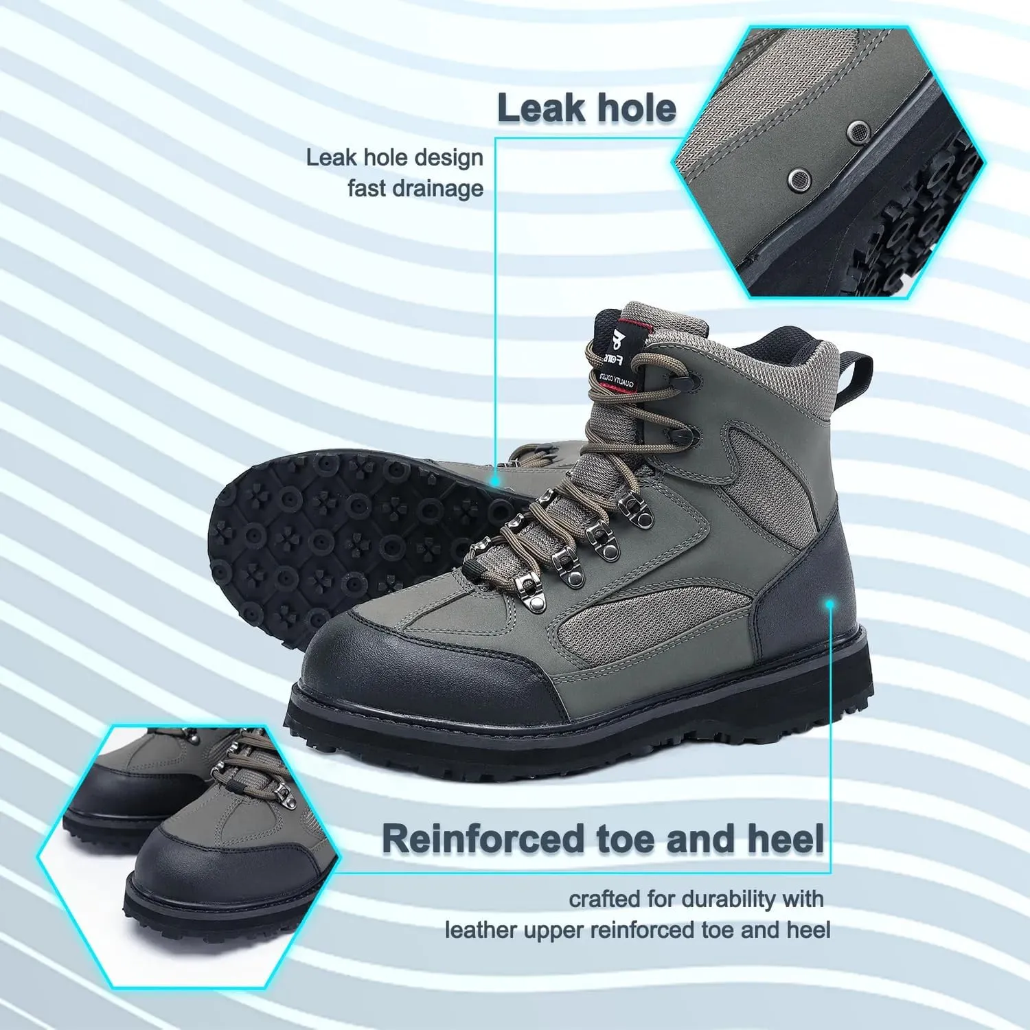 8 Fans Wading Boots for Men,Anti-Slip Rubble Sole Comfortable Durable Material Good for Fishing or Hunting