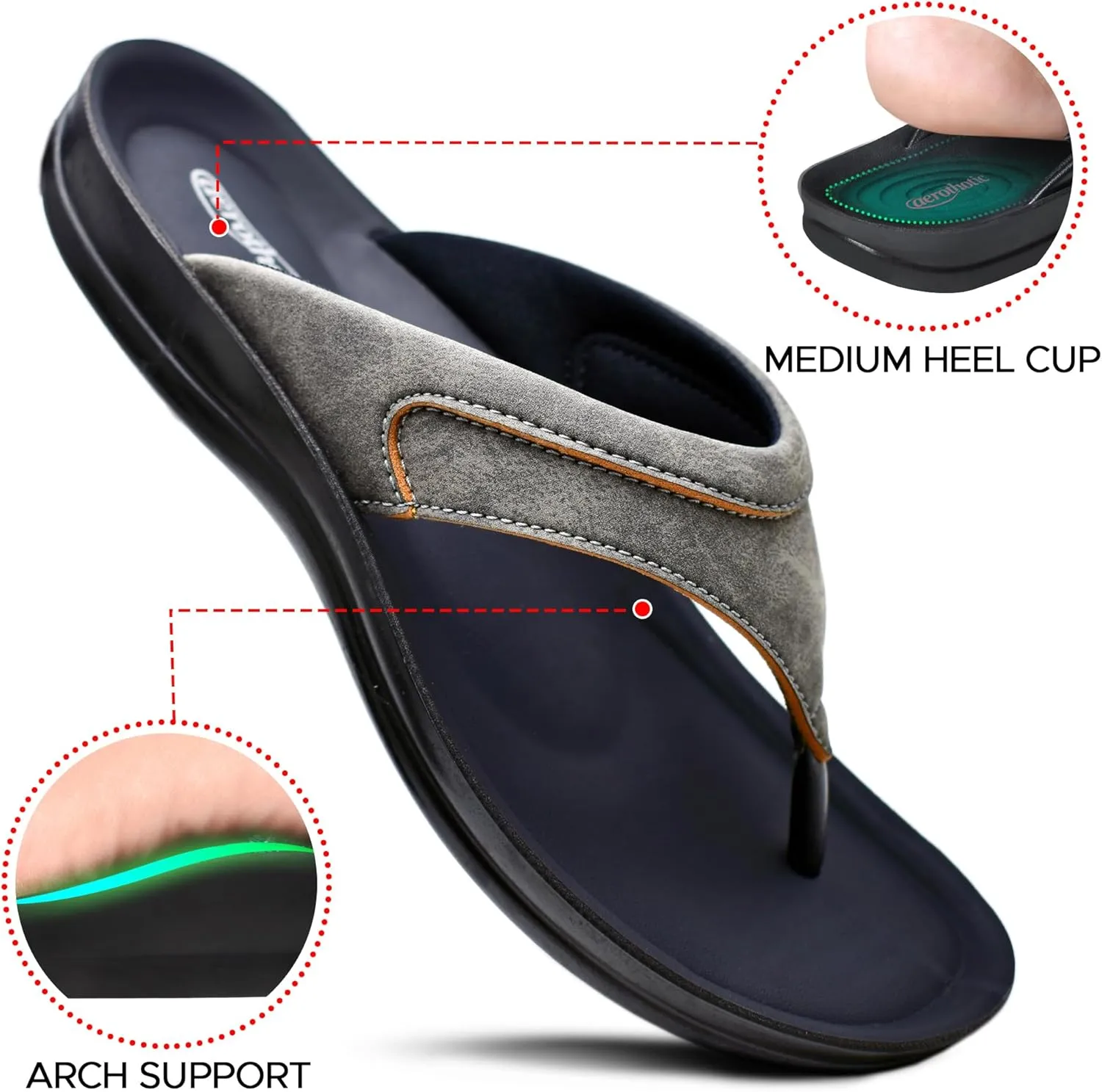 AEROTHOTIC Comfortable Arch Support Slingback Flats for Women Sandals Cute Soft T-Strap Toe Post Casual Fashion Dressy Flip Flops Vacation Essentials