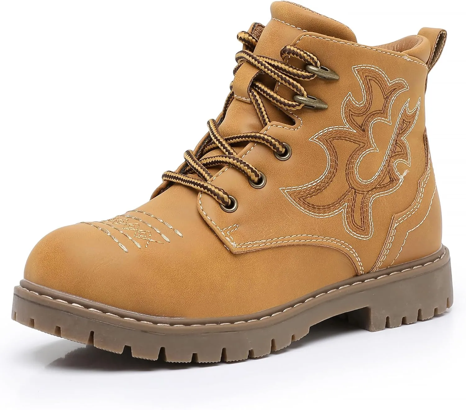 Ahannie Boys Girls Boots Kids Combat Ankle Boots Embroidered Stylish Fall Shoes with Side Zipper(Toddler/Little Kid/Big Kid)