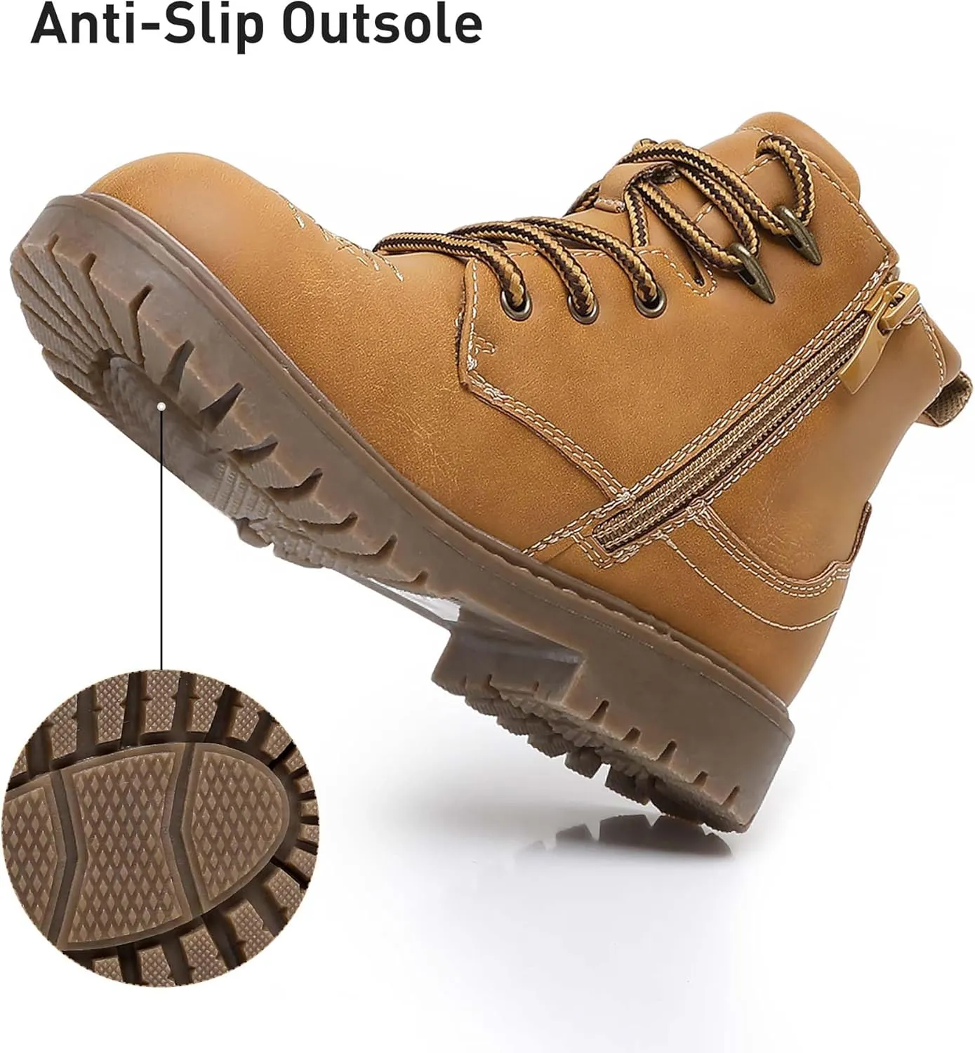 Ahannie Boys Girls Boots Kids Combat Ankle Boots Embroidered Stylish Fall Shoes with Side Zipper(Toddler/Little Kid/Big Kid)