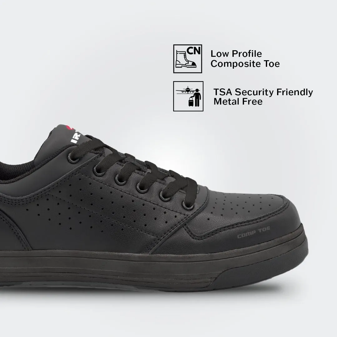 Airwalk Arena Low Top Composite Toe Men’s Industrial Work Shoes, Black/Black, Size 11, Wide, Comfortable & Light Work Shoes for Men, Electric Hazard, Slip Resistant