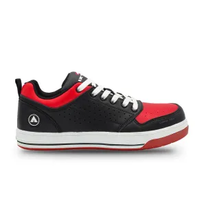 Airwalk Arena Low Top Composite Toe Men’s Industrial Work Shoes, Black/Red, Size 7.5, Wide, Comfortable & Light Work Shoes for Men, Electric Hazard, Slip Resistant