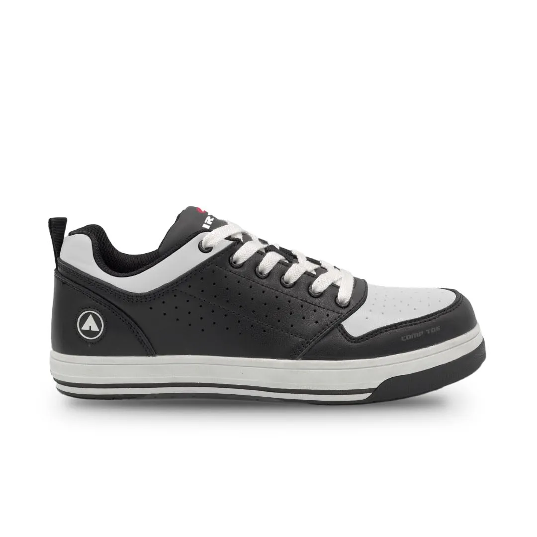 Airwalk Arena Low Top Composite Toe Men’s Industrial Work Shoes, Black/White, Size 11, Wide, Comfortable & Light Work Shoes for Men, Electric Hazard, Slip Resistant