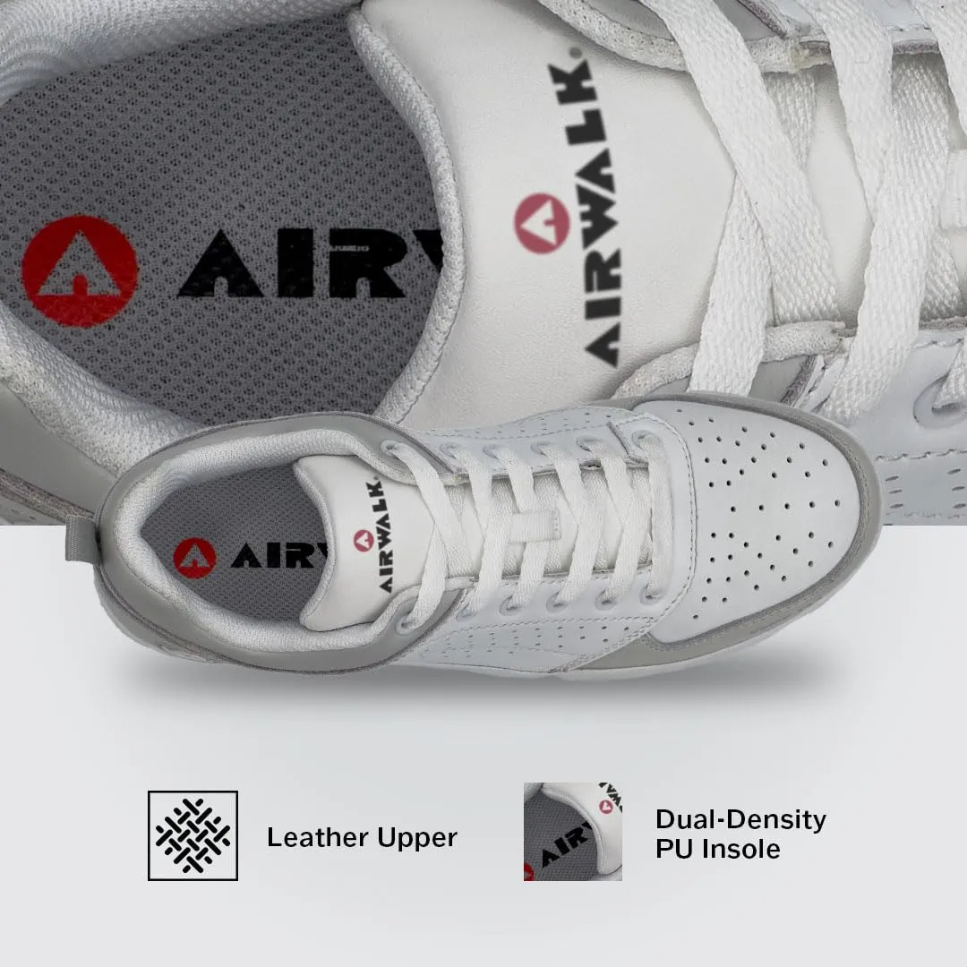 Airwalk Arena Low Top Composite Toe Men’s Industrial Work Shoes, White/Grey, Size 8.5, Wide, Comfortable & Light Work Shoes for Men, Electric Hazard, Slip Resistant