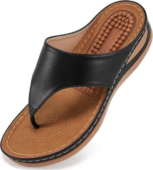 Alicegana Womens Sandals Wedge Shoes: Comfortable Dressy Summer Flip Flops Casual Walking Beach Slides