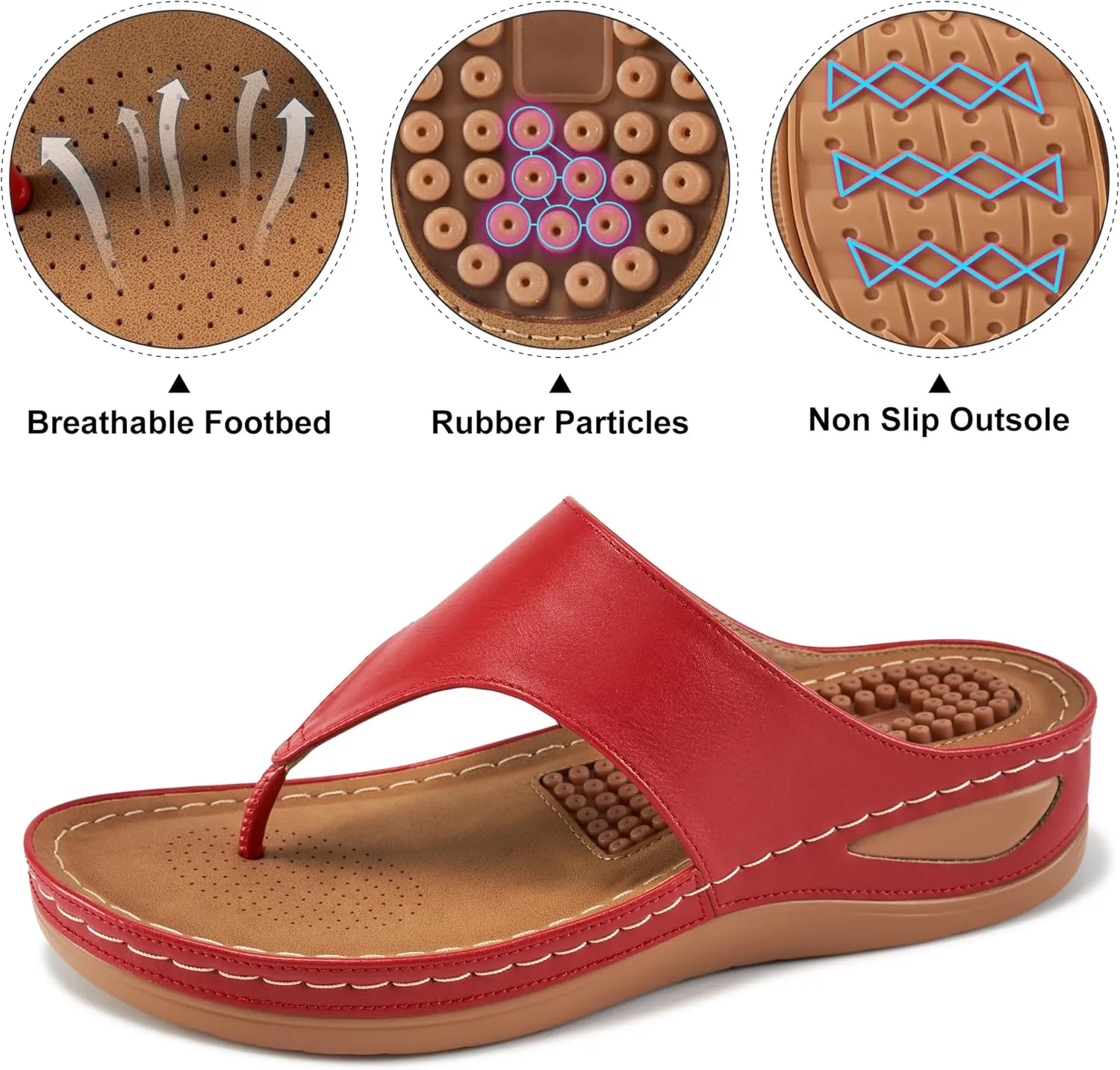 Alicegana Womens Sandals Wedge Shoes: Comfortable Dressy Summer Flip Flops Casual Walking Beach Slides