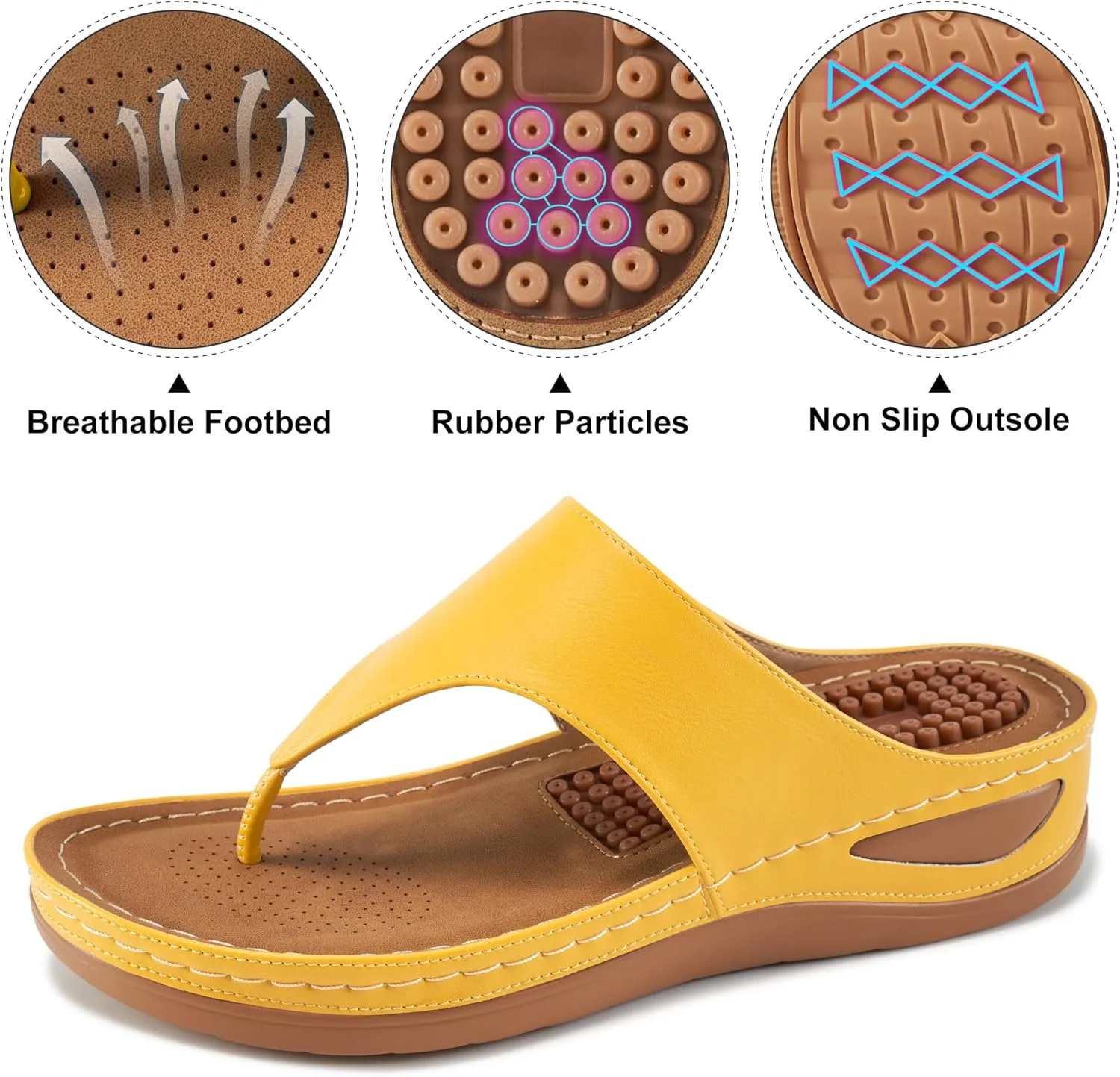 Alicegana Womens Sandals Wedge Shoes: Comfortable Dressy Summer Flip Flops Casual Walking Beach Slides