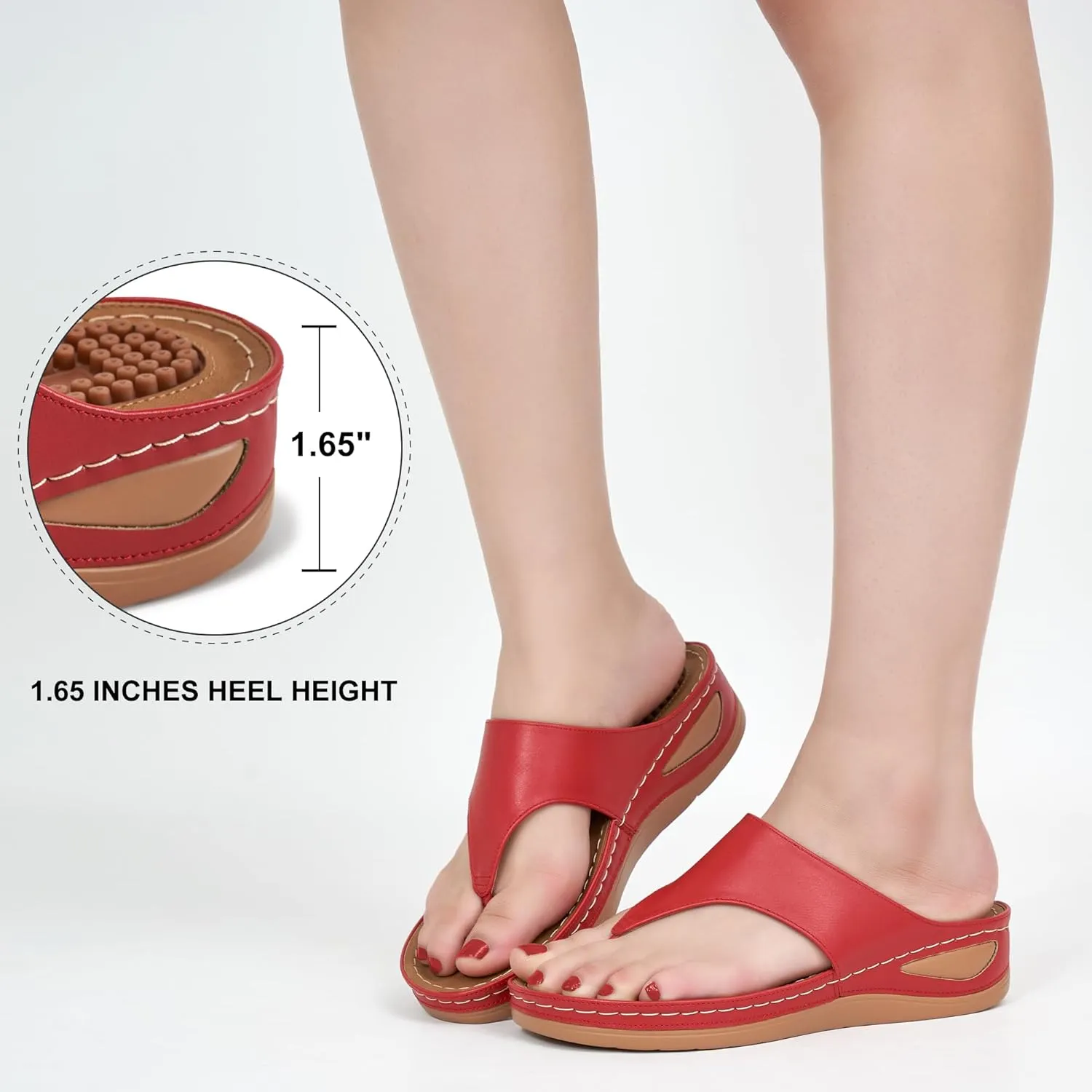 Alicegana Womens Sandals Wedge Shoes: Comfortable Dressy Summer Flip Flops Casual Walking Beach Slides