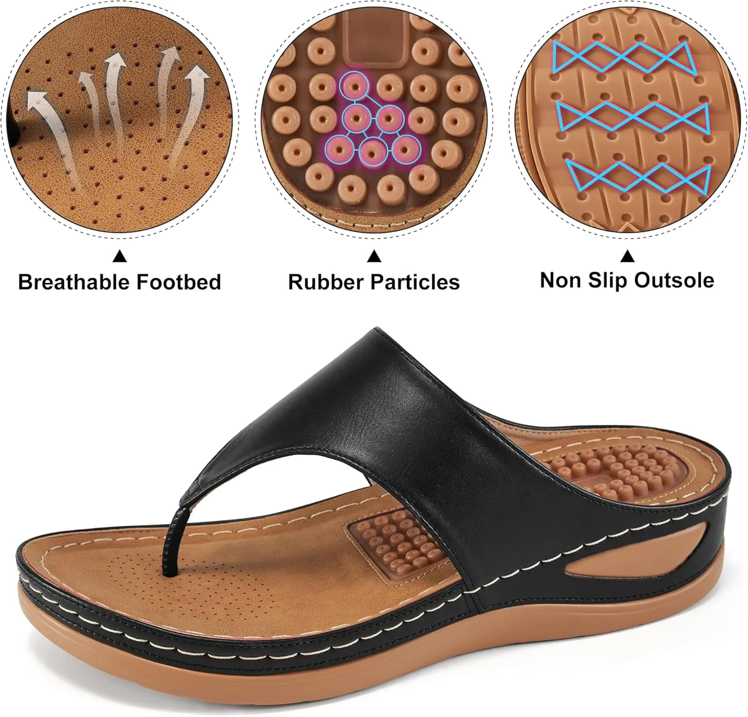 Alicegana Womens Sandals Wedge Shoes: Comfortable Dressy Summer Flip Flops Casual Walking Beach Slides