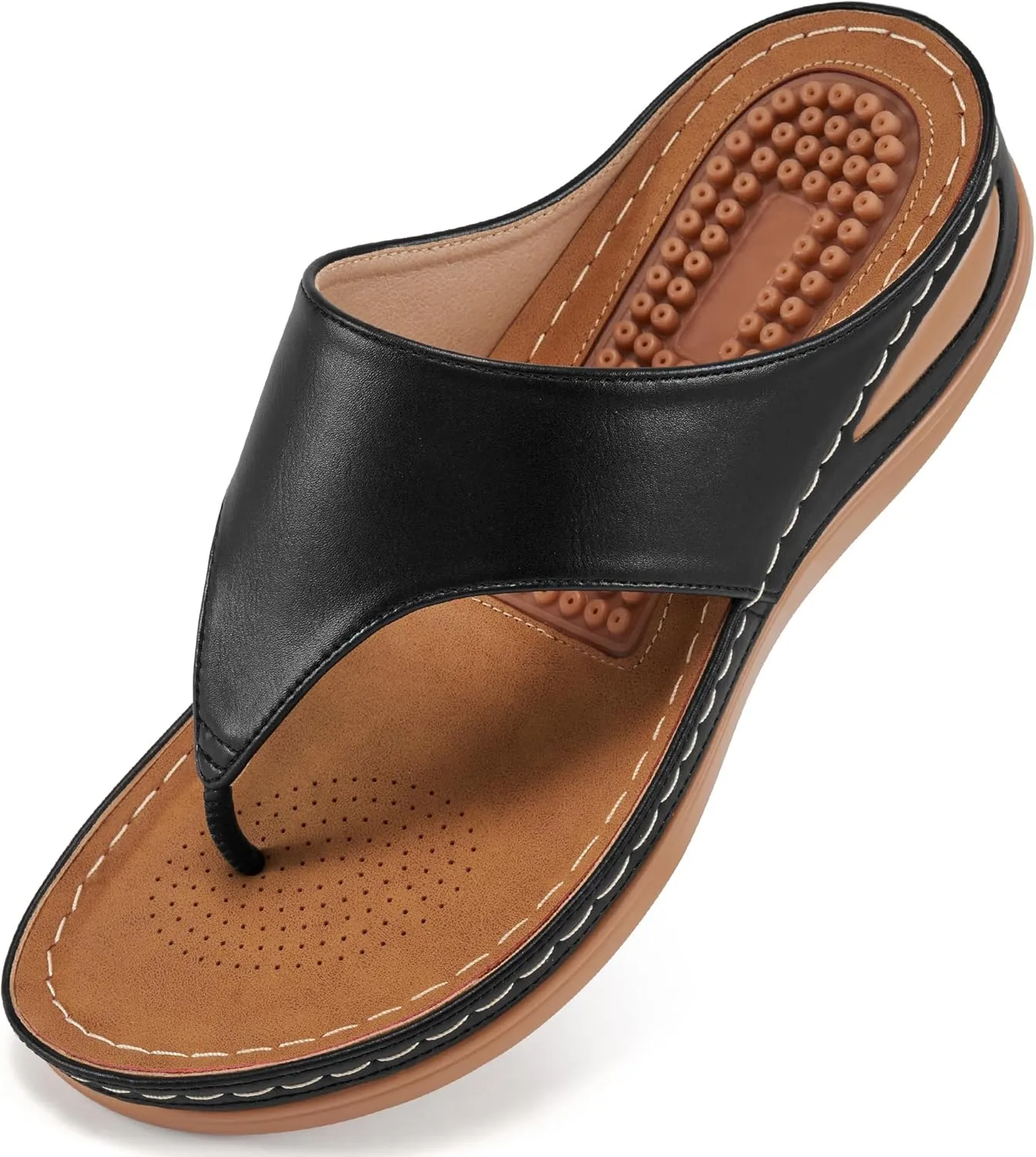 Alicegana Womens Sandals Wedge Shoes: Comfortable Dressy Summer Flip Flops Casual Walking Beach Slides