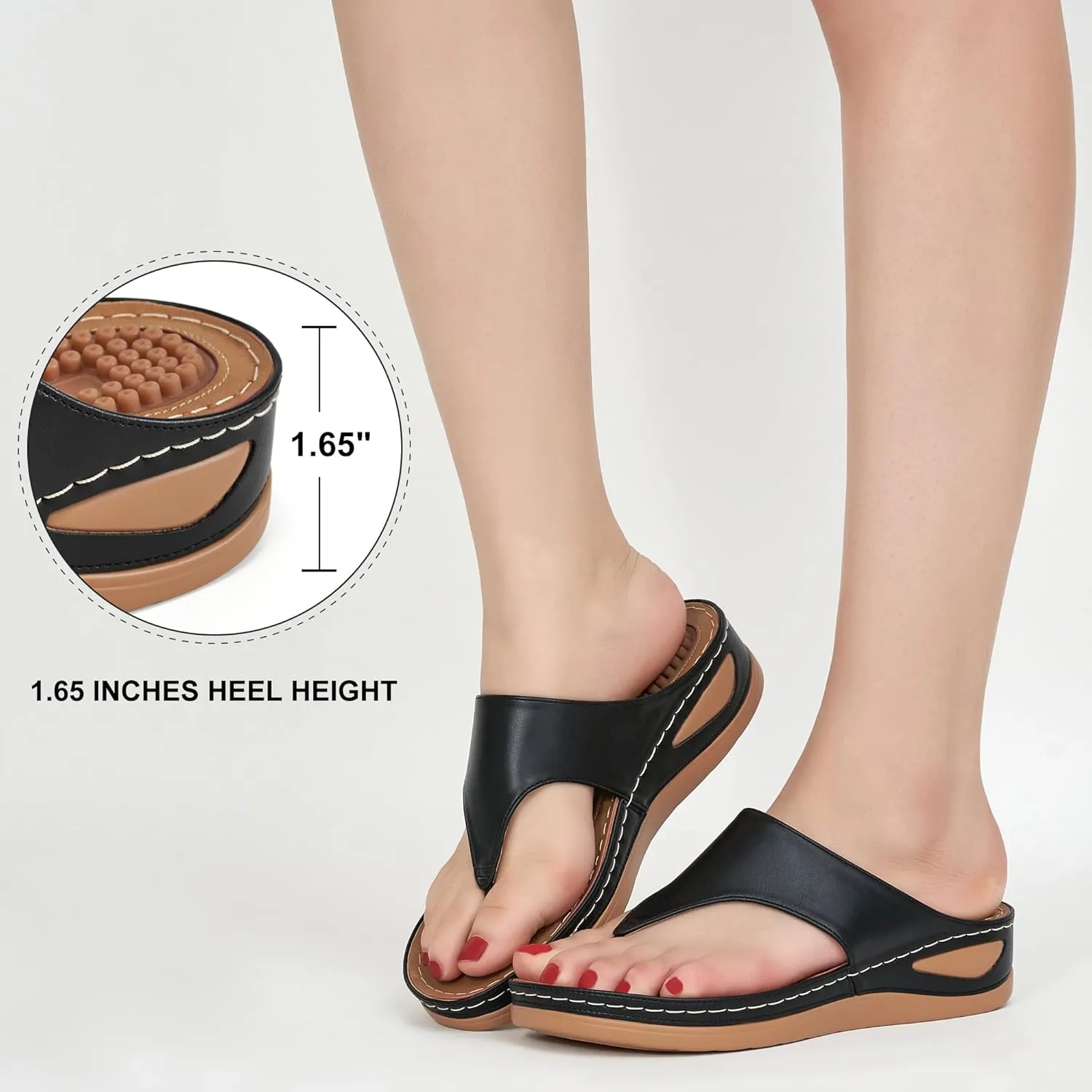 Alicegana Womens Sandals Wedge Shoes: Comfortable Dressy Summer Flip Flops Casual Walking Beach Slides