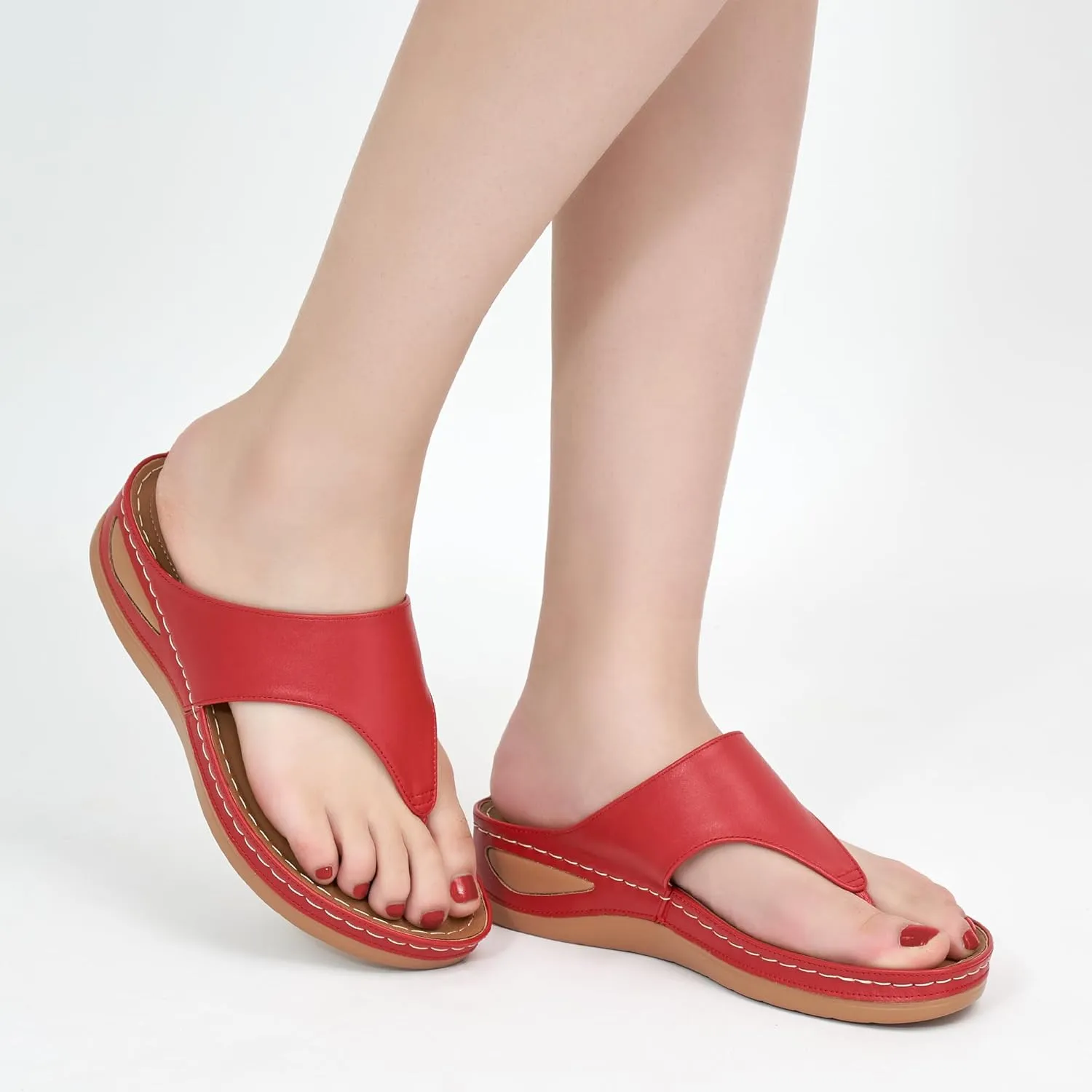 Alicegana Womens Sandals Wedge Shoes: Comfortable Dressy Summer Flip Flops Casual Walking Beach Slides