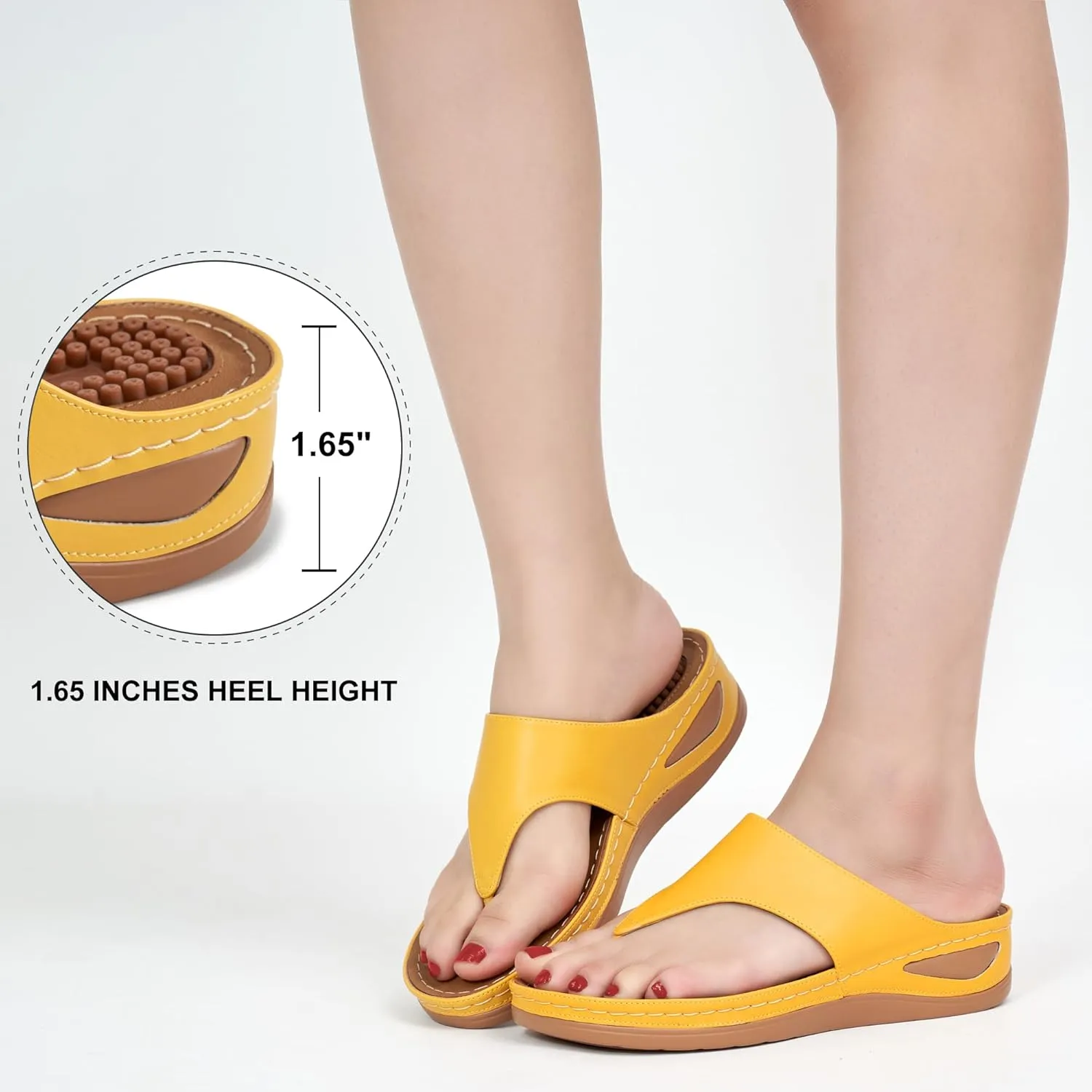 Alicegana Womens Sandals Wedge Shoes: Comfortable Dressy Summer Flip Flops Casual Walking Beach Slides