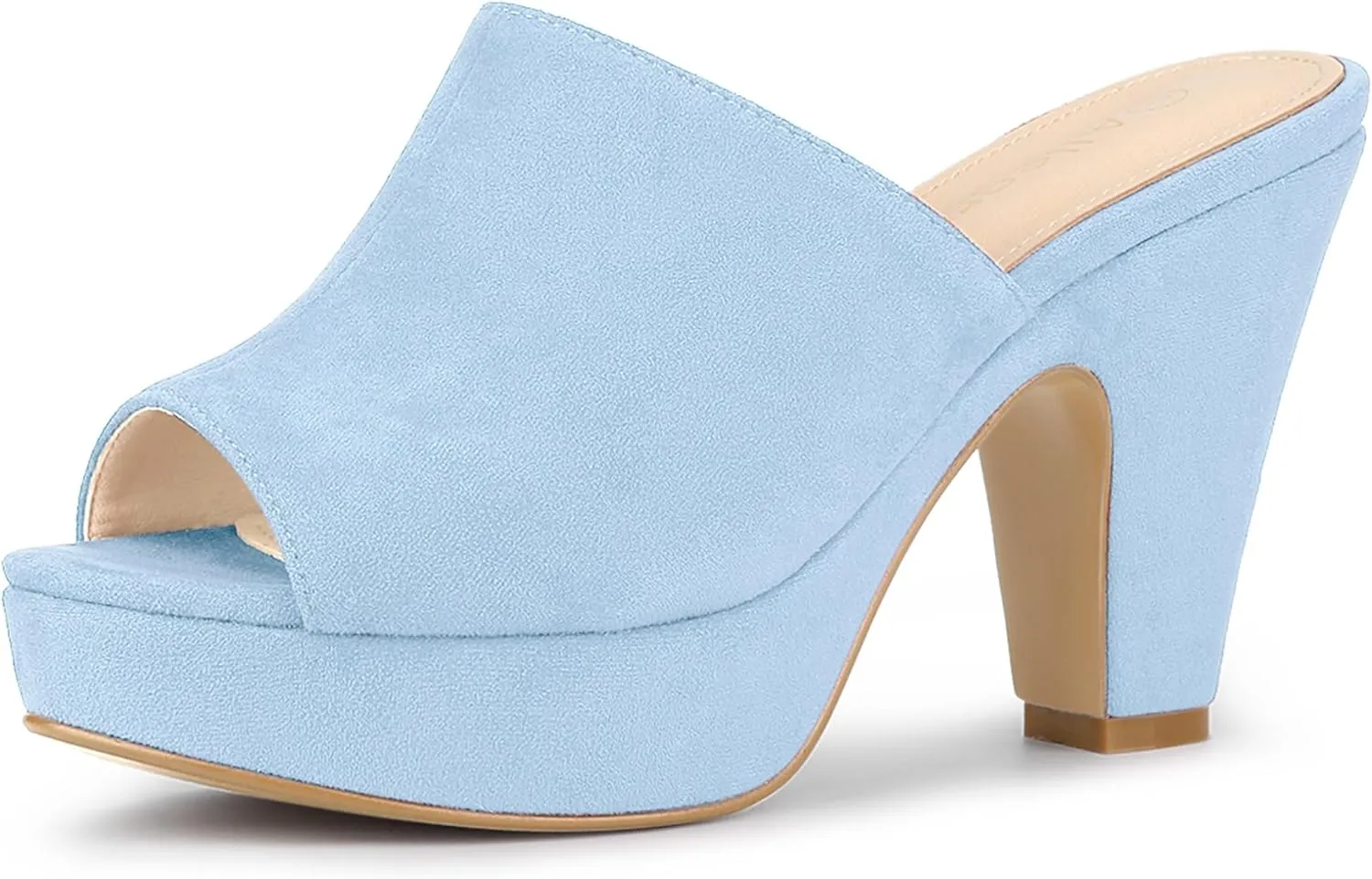 Allegra K Women's Platform Chunky Heel Slides Sky Blue Sandals 7.5 m US