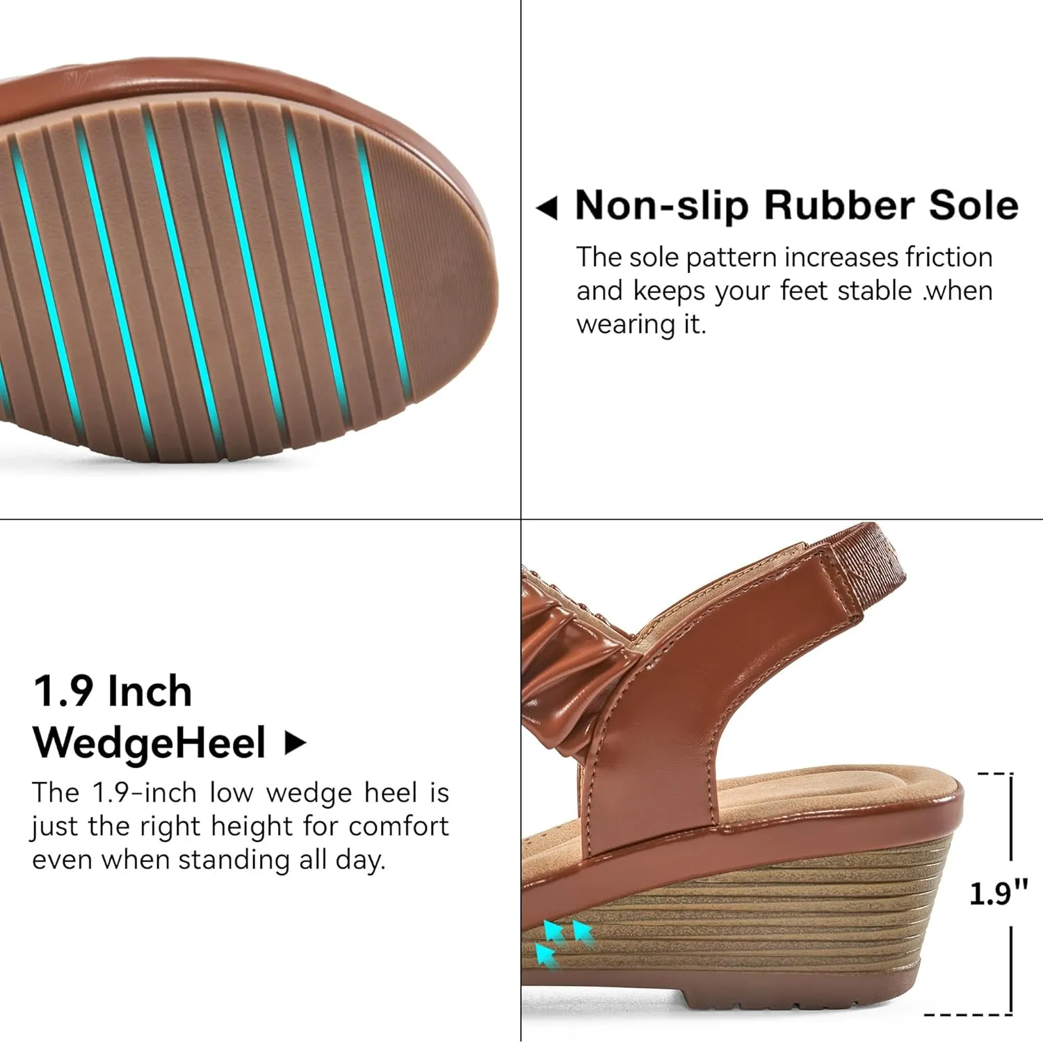Almusen Womens Wedge Sandals Dressy: Comfortable Elastic Ankle Strap Summer Low Heel Work Sandals for Women Fashion Cross Band Wedding Shoes