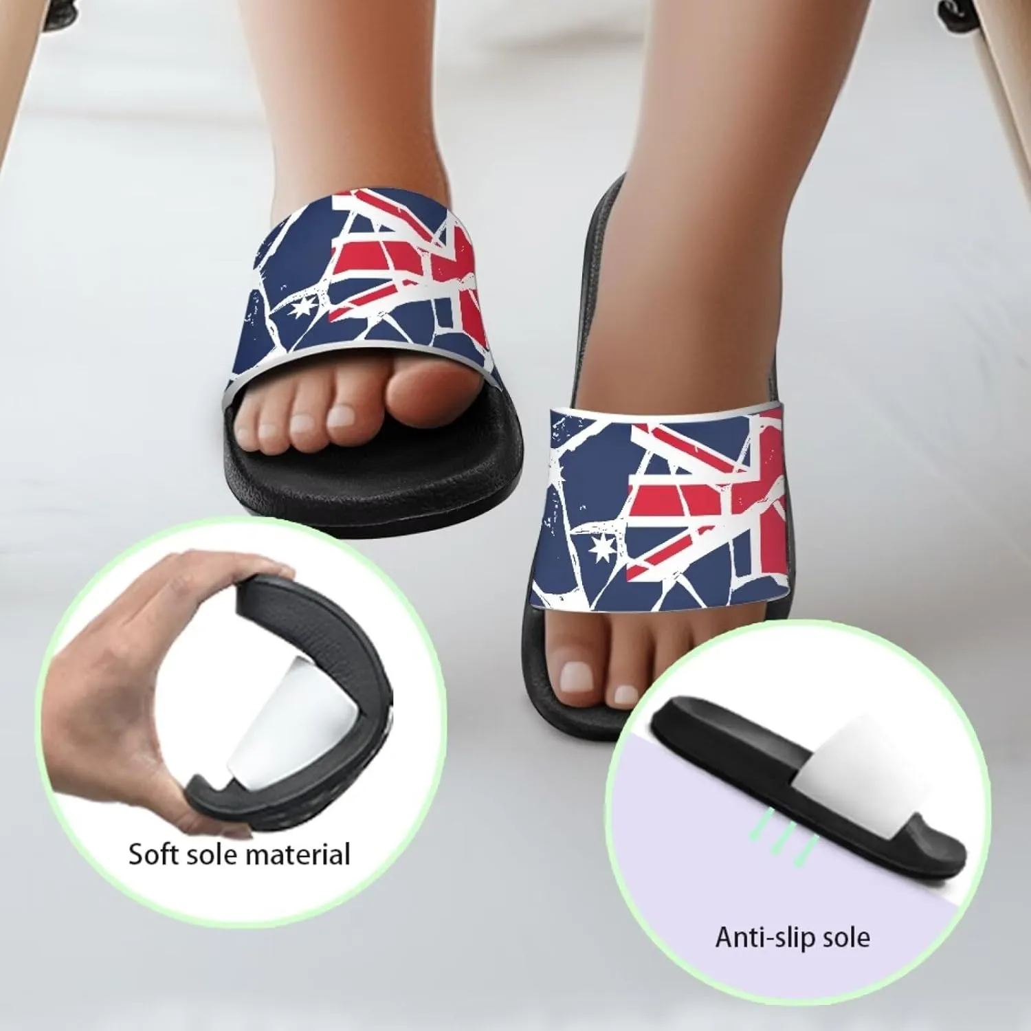 American Flag Slides Kids Sandals with Non-Slip Boys Girls Summer Casual House Shower Shoes
