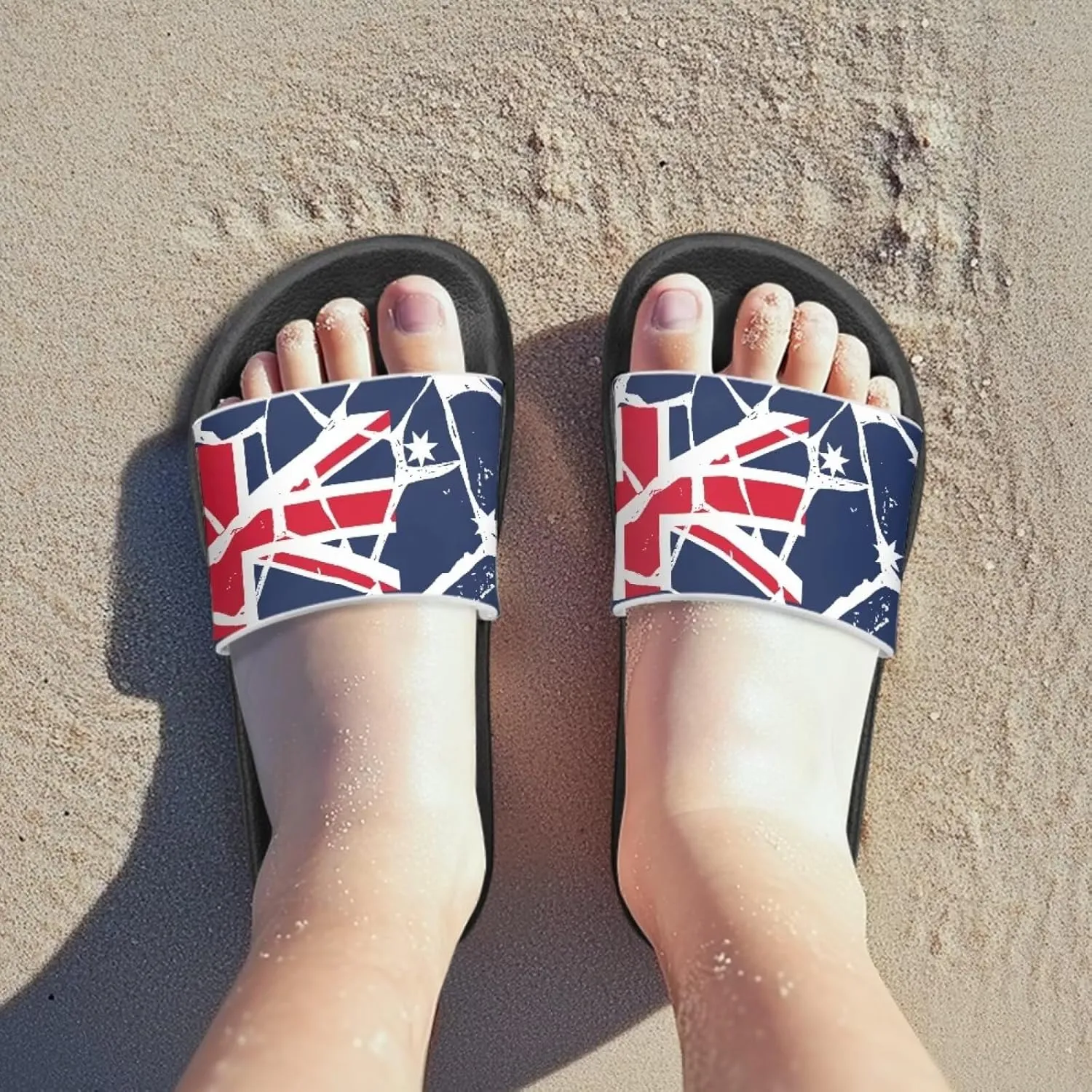 American Flag Slides Kids Sandals with Non-Slip Boys Girls Summer Casual House Shower Shoes
