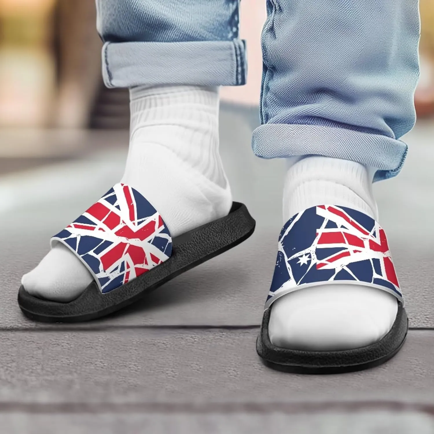 American Flag Slides Kids Sandals with Non-Slip Boys Girls Summer Casual House Shower Shoes