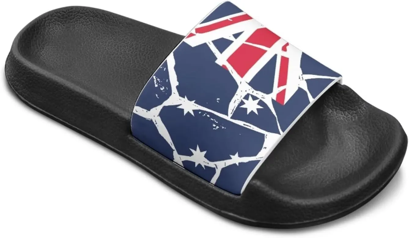 American Flag Slides Kids Sandals with Non-Slip Boys Girls Summer Casual House Shower Shoes