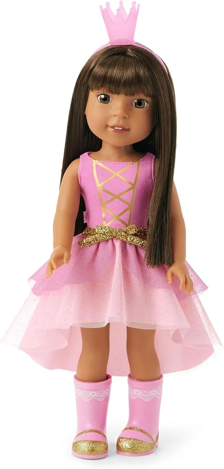 American Girl WellieWishers 14.5-inch Ashlyn Doll with Pink Leotard, Glitter Skirt, Headband, and Boots, For Ages 4 