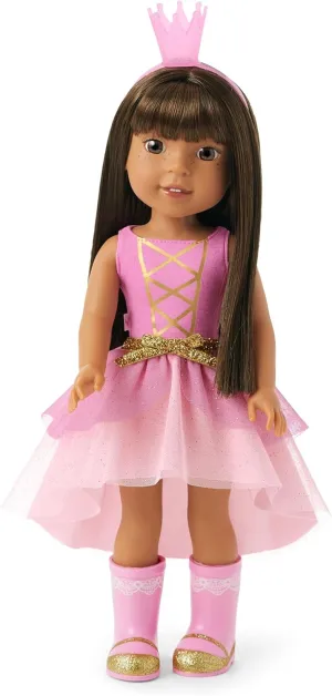 American Girl WellieWishers 14.5-inch Ashlyn Doll with Pink Leotard, Glitter Skirt, Headband, and Boots, For Ages 4 