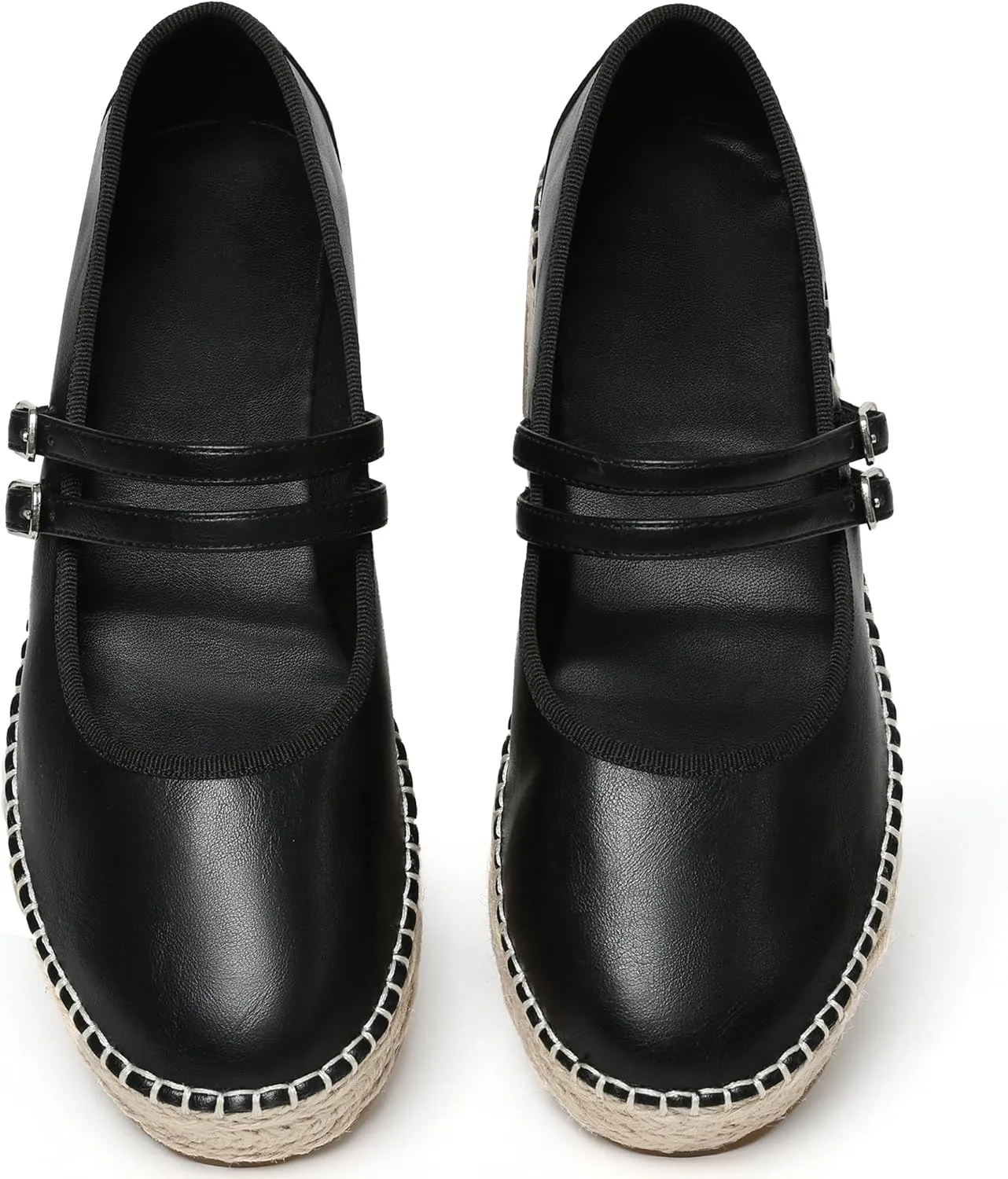 AMINUGAL Mary Jane Flats Women Comfort Round Toe Platform Mary Janes for Women Dressy Woven Platform Espadrilles for Women Casual Cute School Work Mary Jane Shoes