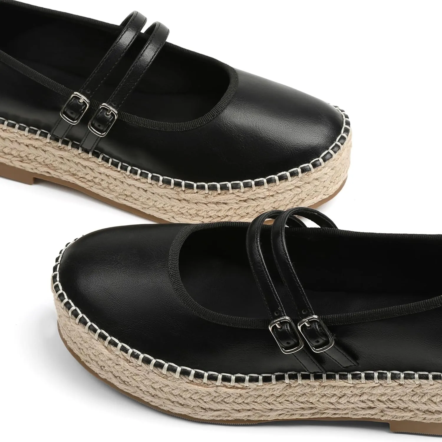 AMINUGAL Mary Jane Flats Women Comfort Round Toe Platform Mary Janes for Women Dressy Woven Platform Espadrilles for Women Casual Cute School Work Mary Jane Shoes
