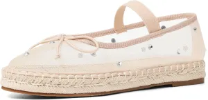 AMINUGAL Mesh Ballet Flats Shoes for Women Round Toe Platform Mary Janes Elastic Espadrilles White Mesh Shoe Woman Dressy Comfortable Ballerina
