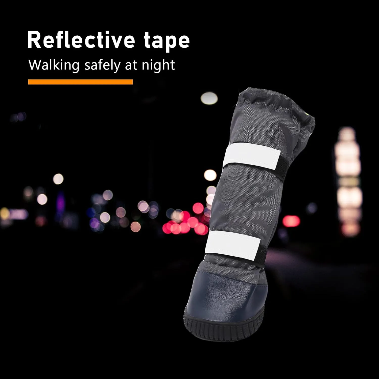 & Dog Rain Boots with Waterproof Material , Dog Winter Boots Keeps Your Pet Warm, Reflective Straps and Anti-Slip Sole, Dog Snow Boots for Snowy Day( 4PCS/Set )