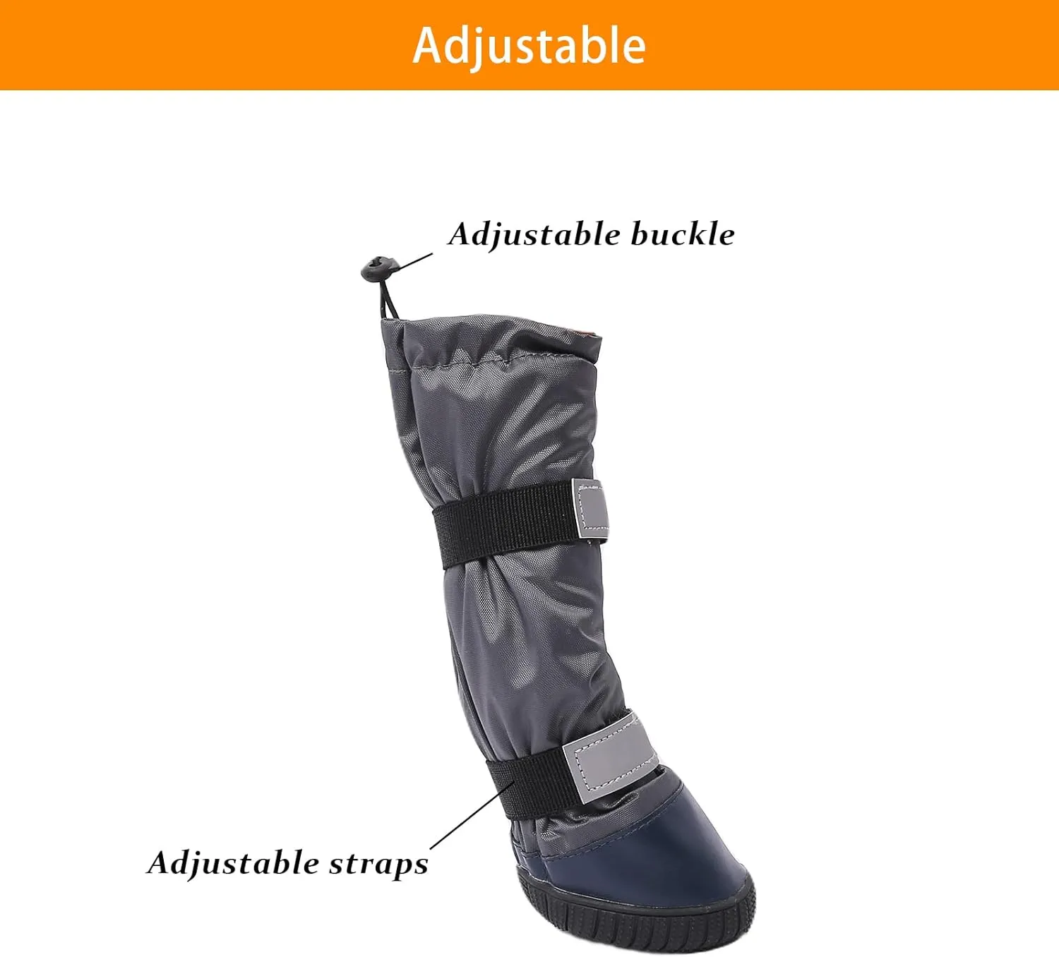 & Dog Rain Boots with Waterproof Material , Dog Winter Boots Keeps Your Pet Warm, Reflective Straps and Anti-Slip Sole, Dog Snow Boots for Snowy Day( 4PCS/Set )