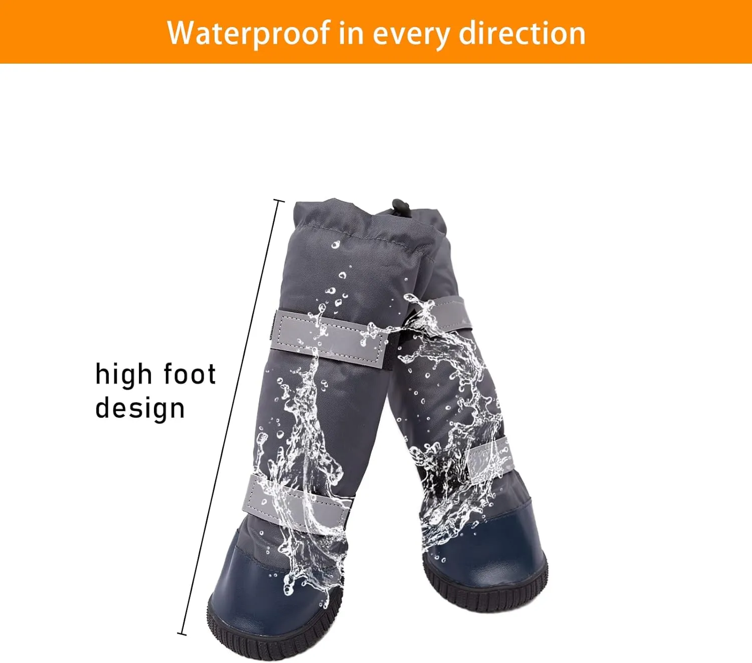 & Dog Rain Boots with Waterproof Material , Dog Winter Boots Keeps Your Pet Warm, Reflective Straps and Anti-Slip Sole, Dog Snow Boots for Snowy Day( 4PCS/Set )