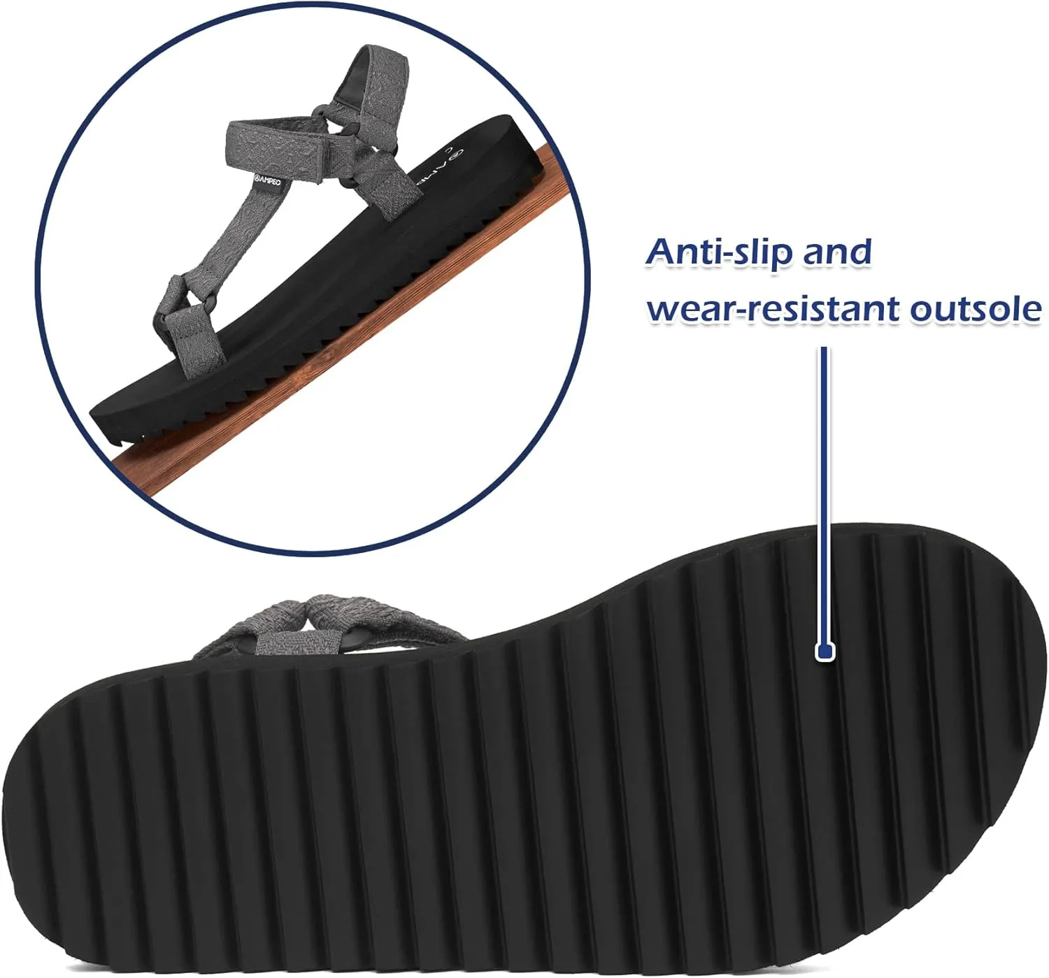 Ampeo Women's Arch Support Hiking Sandals Comfortable Summer Beach Walking Sport Athletic Water Sandals