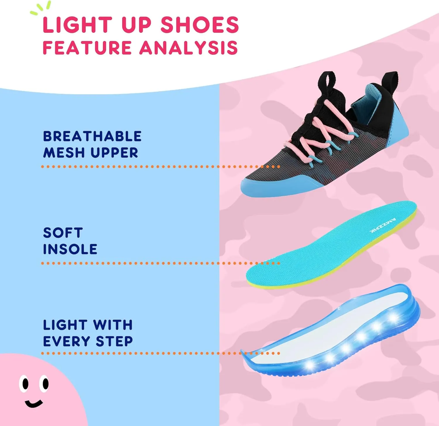 AMZZPIK LUMIKICK Light Up Shoes for Boys Girls Kids Tennis Sneakers Walking Led Glow Shoe for Toddler
