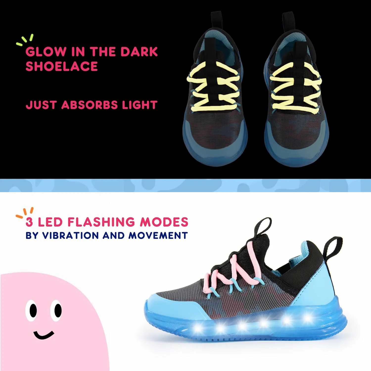 AMZZPIK LUMIKICK Light Up Shoes for Boys Girls Kids Tennis Sneakers Walking Led Glow Shoe for Toddler