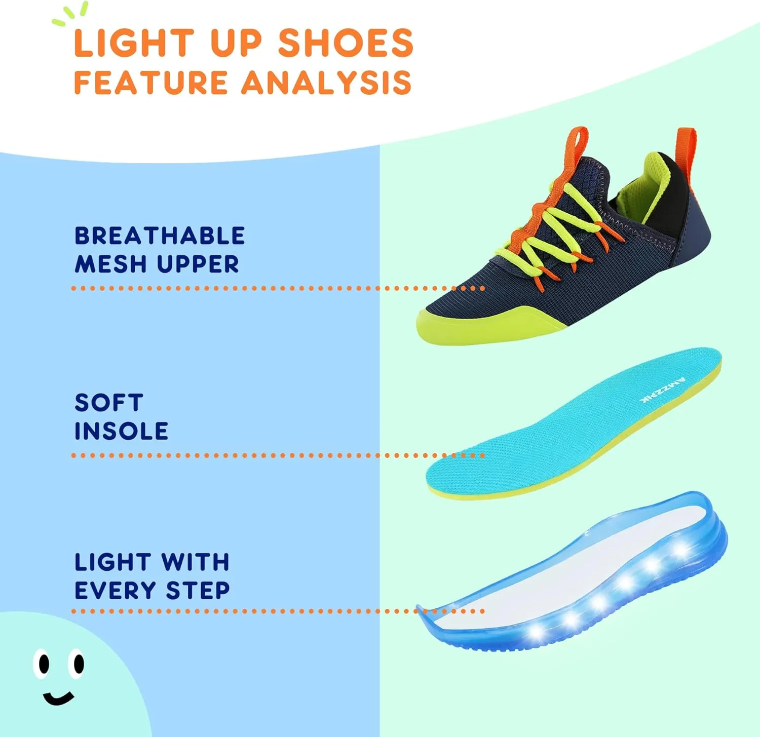 AMZZPIK LUMIKICK Light Up Shoes for Boys Girls Kids Tennis Sneakers Walking Led Glow Shoe for Toddler