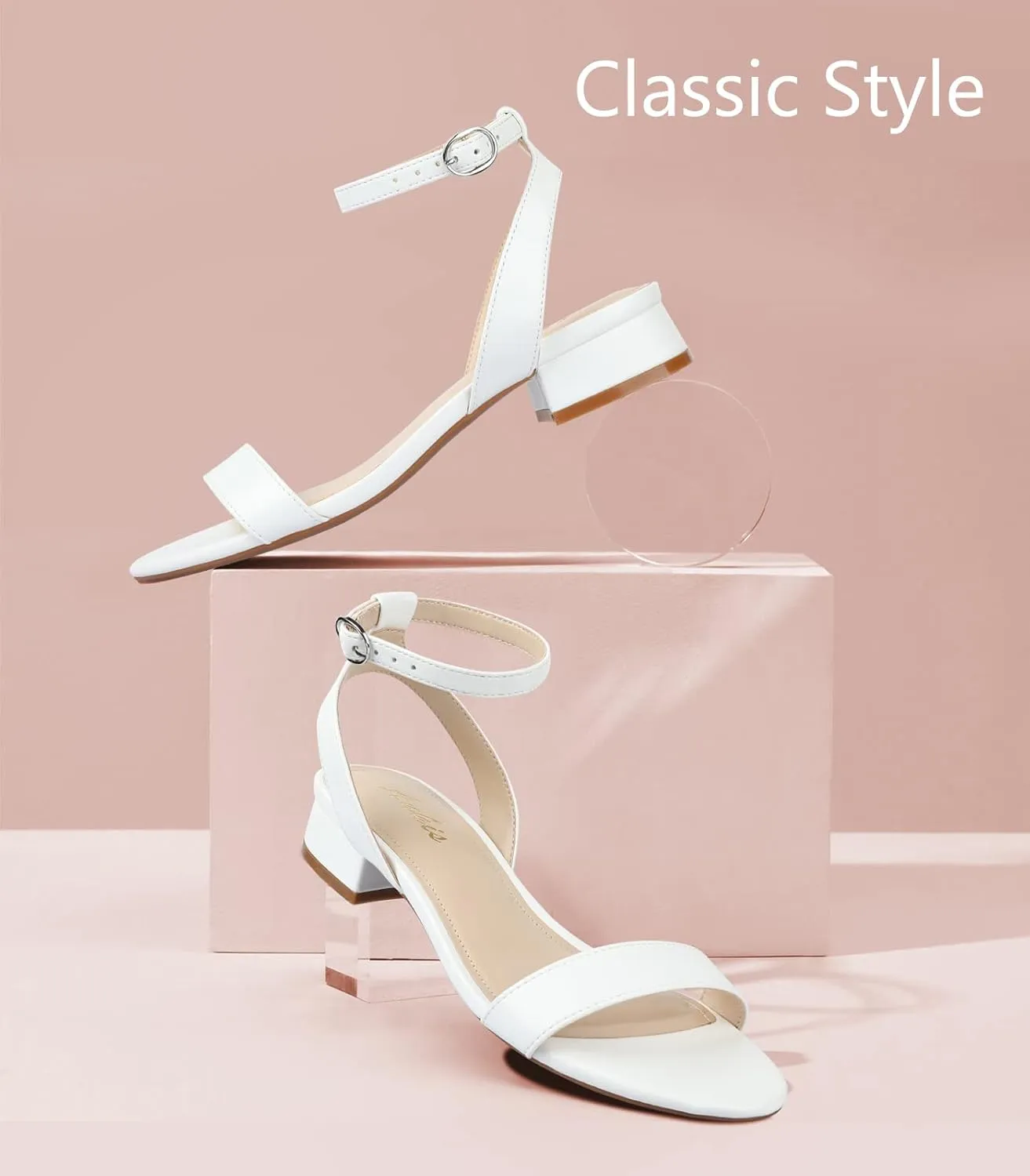 Ankis Black Nude White Red Women Sandals Comfortable Walking Strappy Open Toe Sandals for Women Dressy Summer 1 Inch Low block Heel Flat Adjustable Ankle Strap Wide Available Shoes 2024