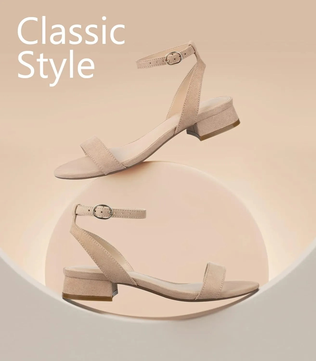 Ankis Black Nude White Red Women Sandals Comfortable Walking Strappy Open Toe Sandals for Women Dressy Summer 1 Inch Low block Heel Flat Adjustable Ankle Strap Wide Available Shoes 2024