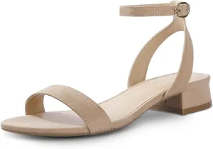 Ankis Black Nude White Red Women Sandals Comfortable Walking Strappy Open Toe Sandals for Women Dressy Summer 1 Inch Low block Heel Flat Adjustable Ankle Strap Wide Available Shoes 2024
